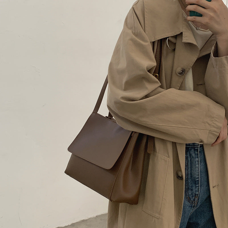 Vintage Leather Briefcase Diagonal Underarm Bag