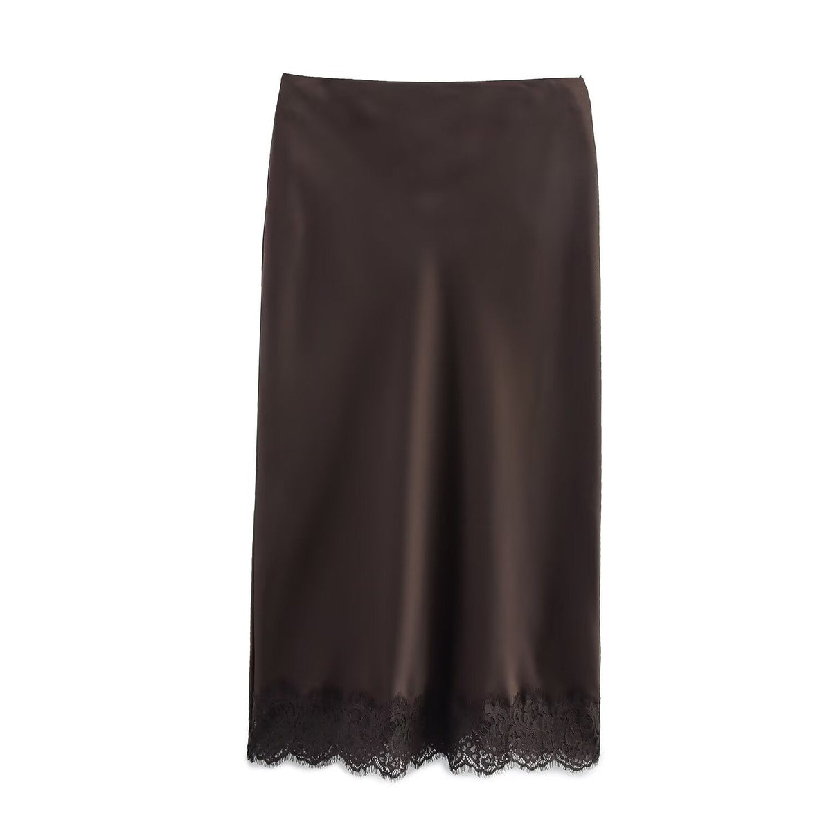 New Silk-satin Lace Top And Lace Midi Skirt