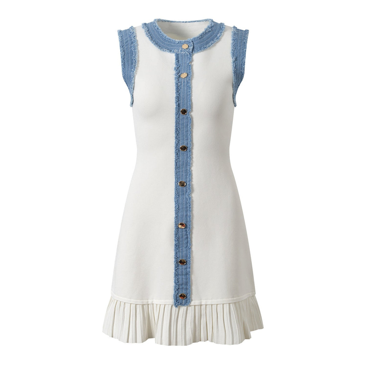 Spring And Summer New Patchwork Contrast Color Burr Dress