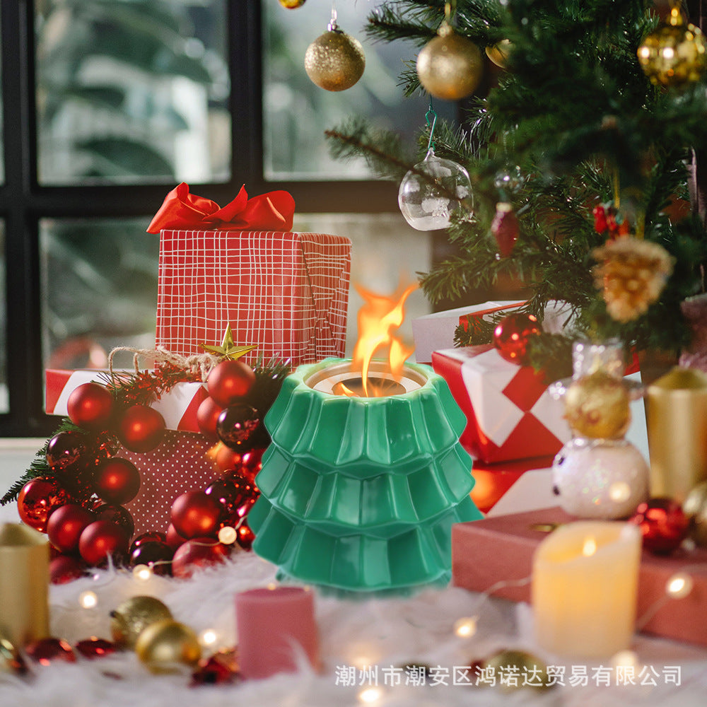 Christmas Tree Desktop Fireplace Christmas Home Decoration Heating Alcohol Fireplace