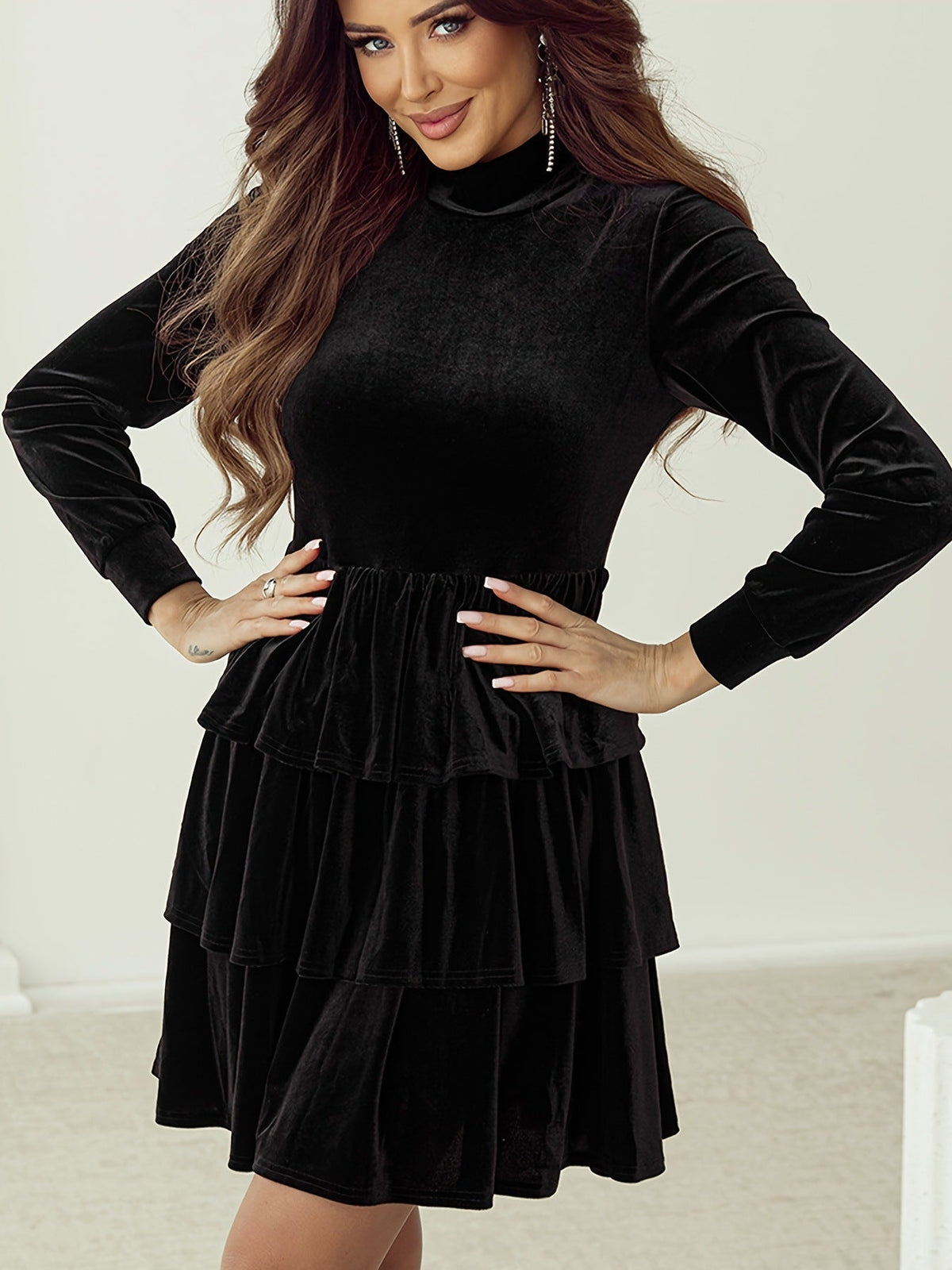 Solid-color High-waist Dress Women's Pleated Skirt