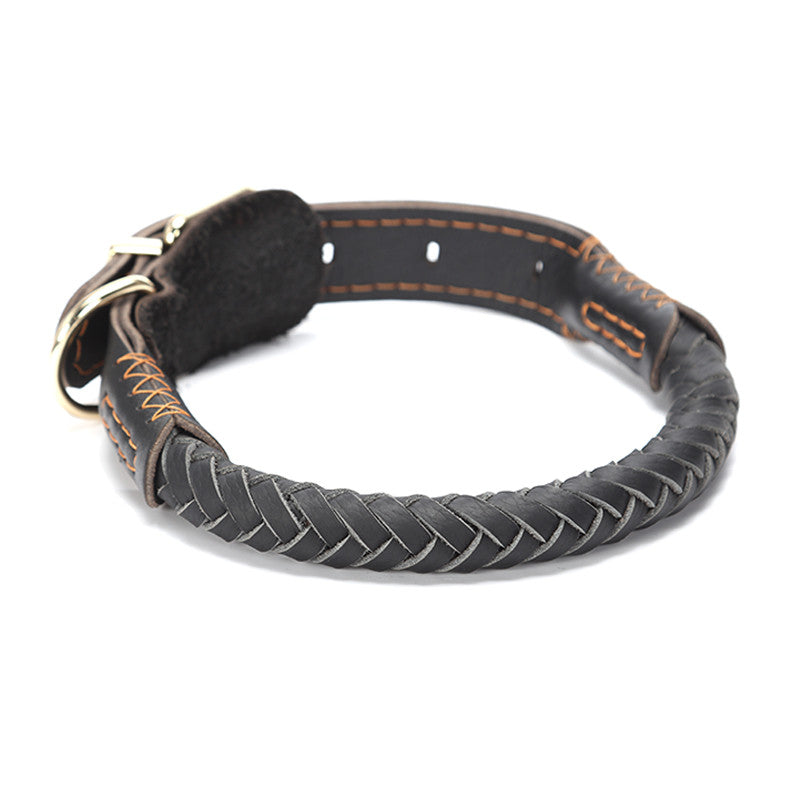Cowhide Dog Collar Medium And Large Adjustable Collar To Prevent Traction