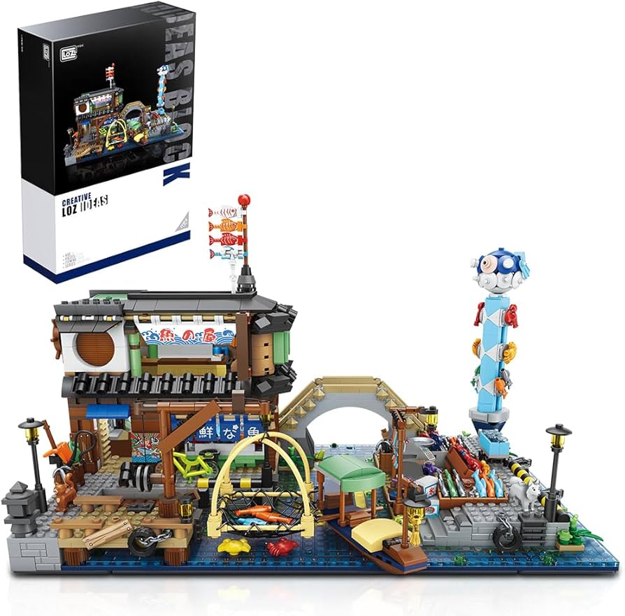 LOZ Creative Ideas Japanischer Fischstand / Fischerdocks 1049