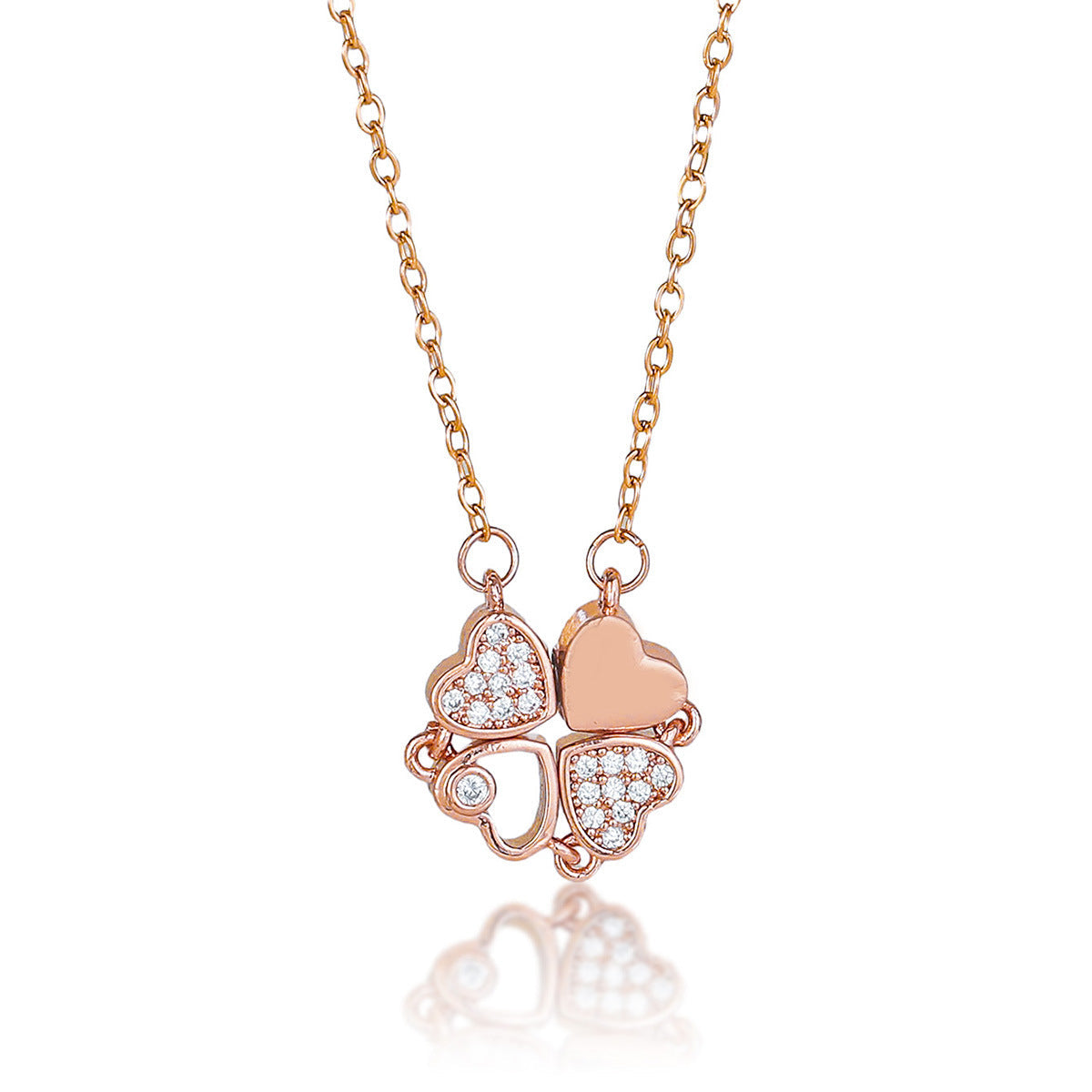 Explosive Style Detachable Deformed Four-leaf Clover Necklace For Women A Multi-wearing Zircon Small Love Short Clavicle Chain