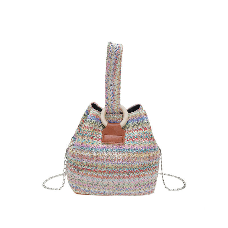 Spring Shoulder Fashion Simple Chain Bucket Bag