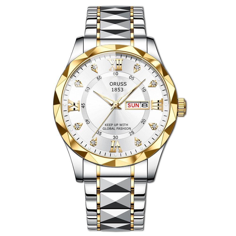 Dual-calendar Mens Quartz Casual Watch