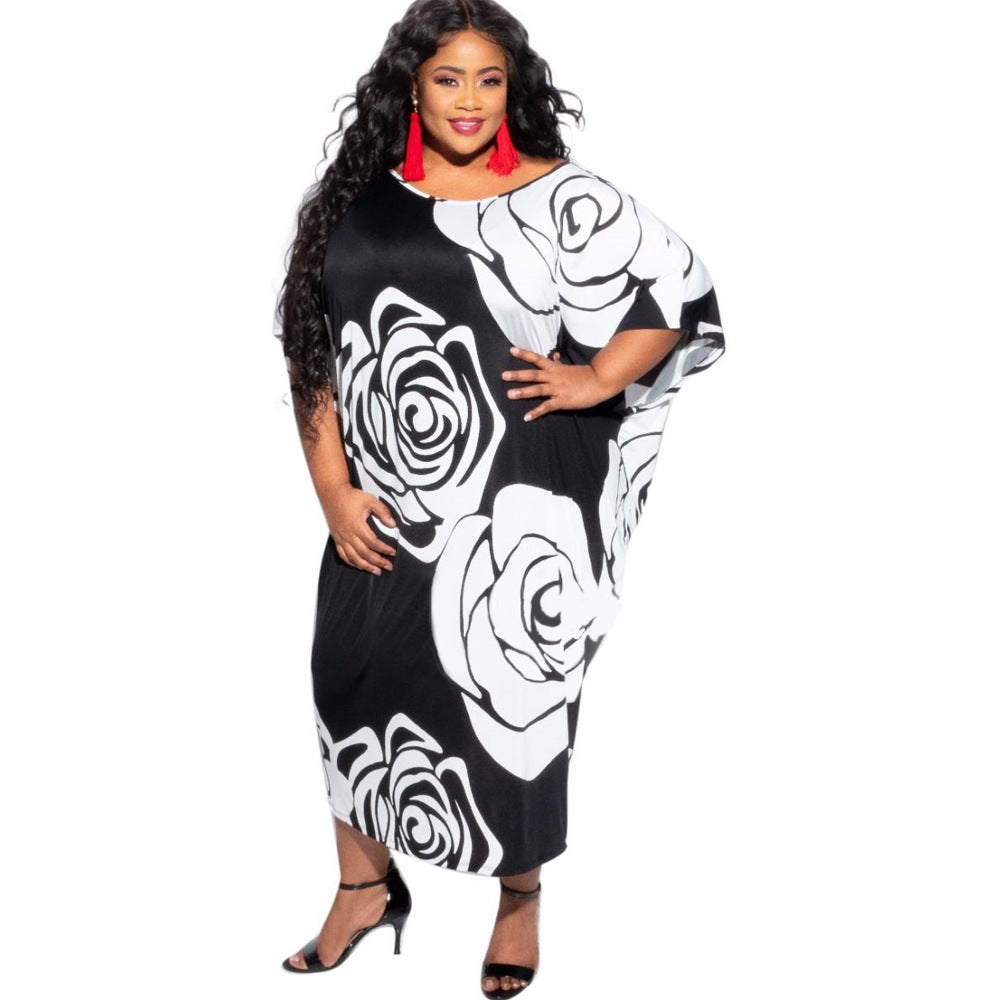 Women's Black And White Print Dress