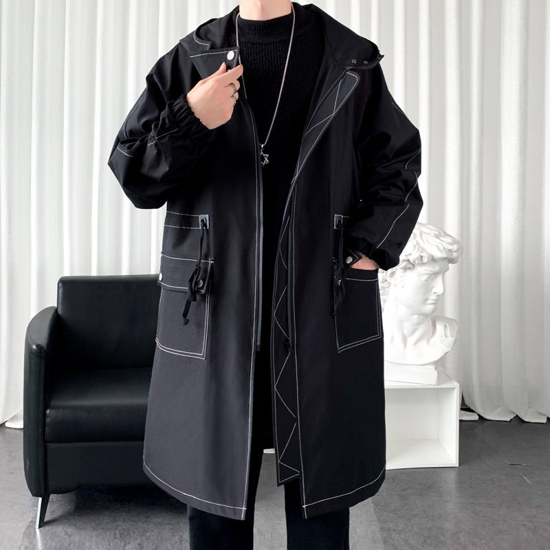Men's Mid-Length Trench Coat - Spring Autumn Waterproof Jacket