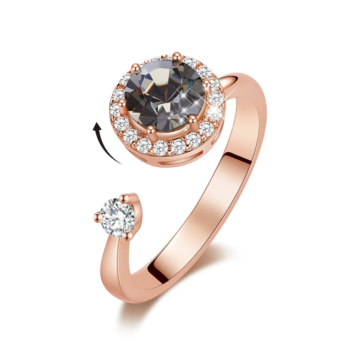 Europe and the United States new personality rotating ring female crystal ring
