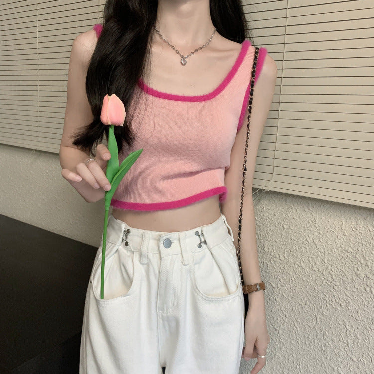 Women's Color-Block Vest For Petite Figures Women's U-Neck