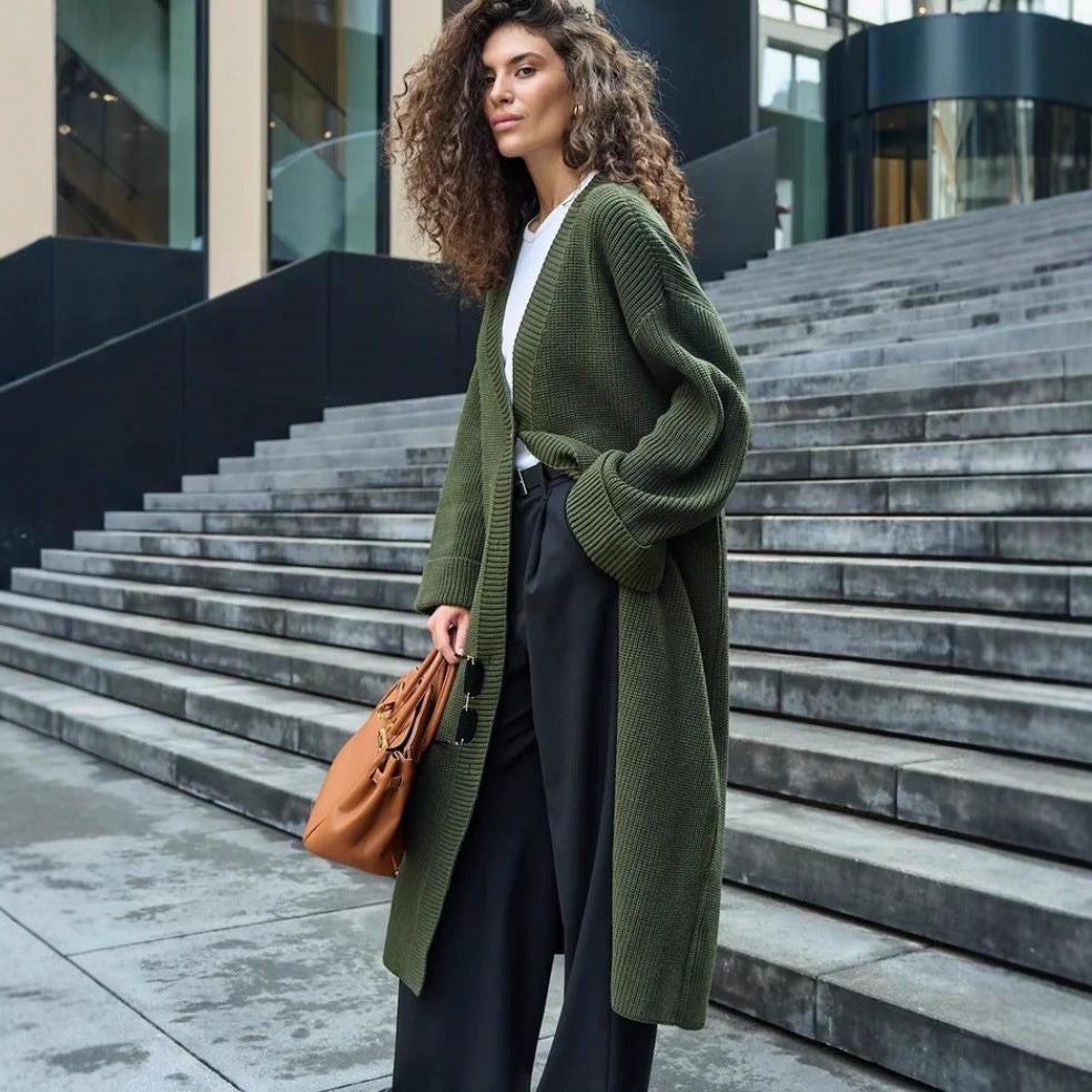 Autumn And Winter Women's Long Cardigan Sweater