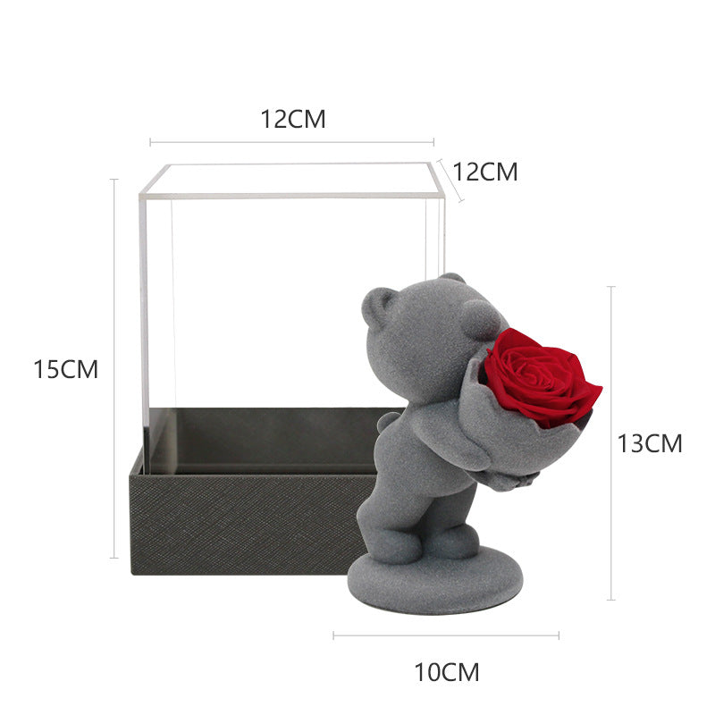 Creative Flocking Rose Bouquet Confession Bear Valentine's Day Gift