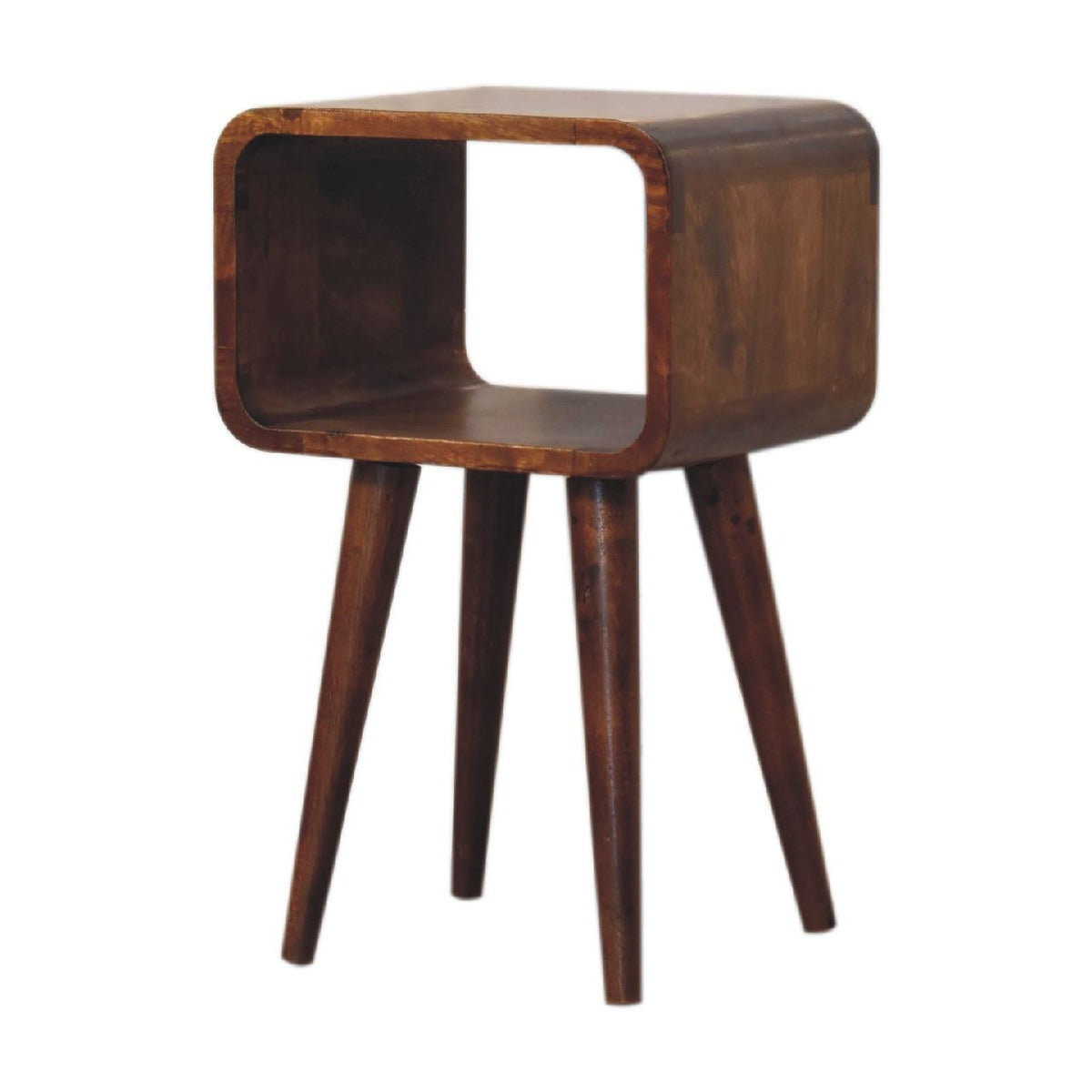 Artisan Mini Chestnut Curved Open Bedside Table