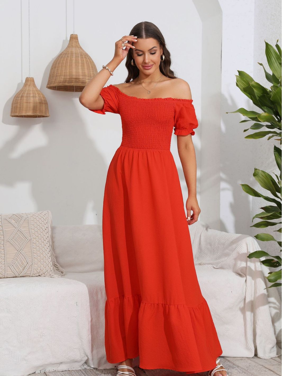 New Women's Casual Summer Backless Off-shoulder Long Dress
