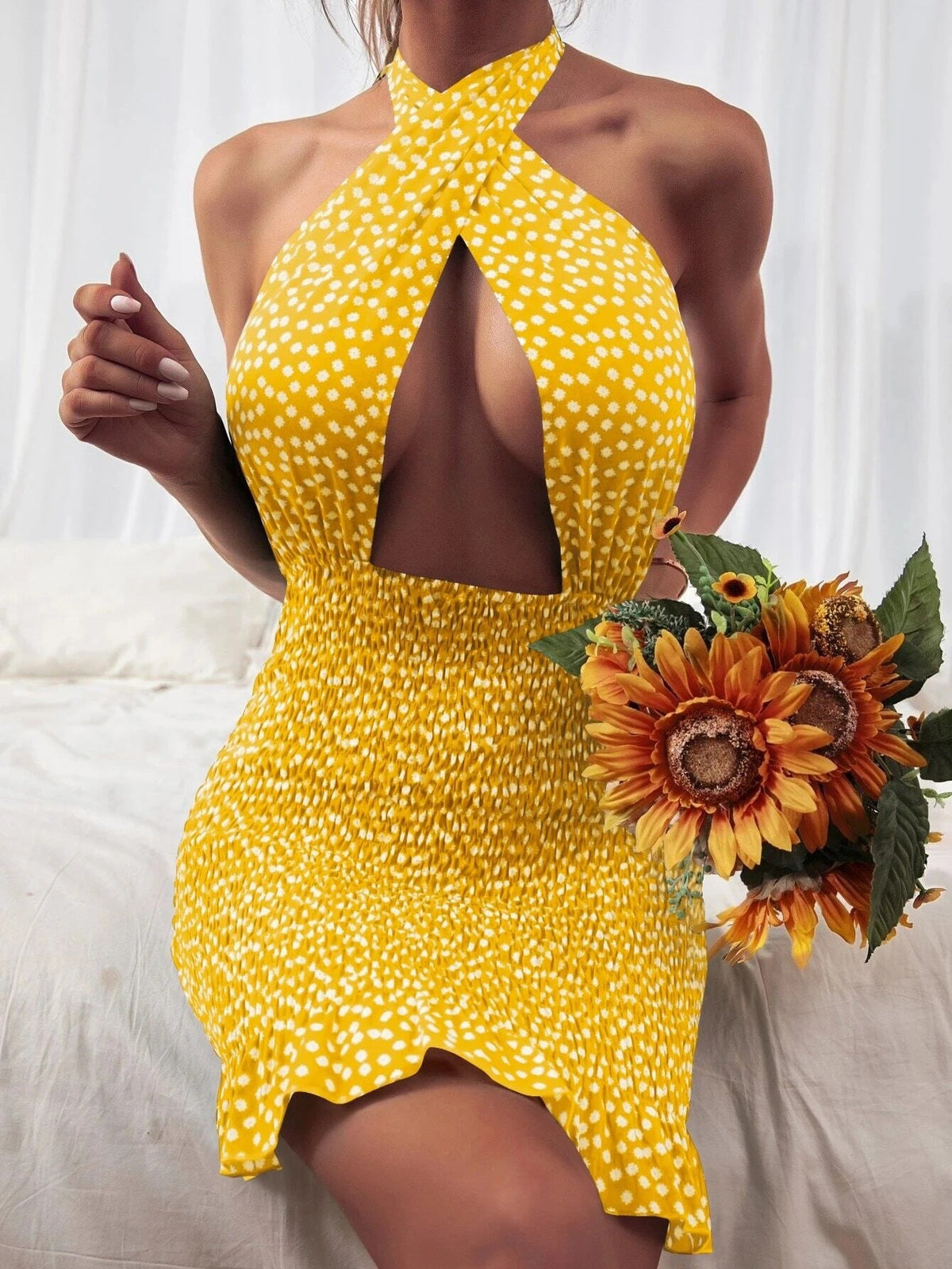 Ladies' Hollow Backless Halter Neck Dress
