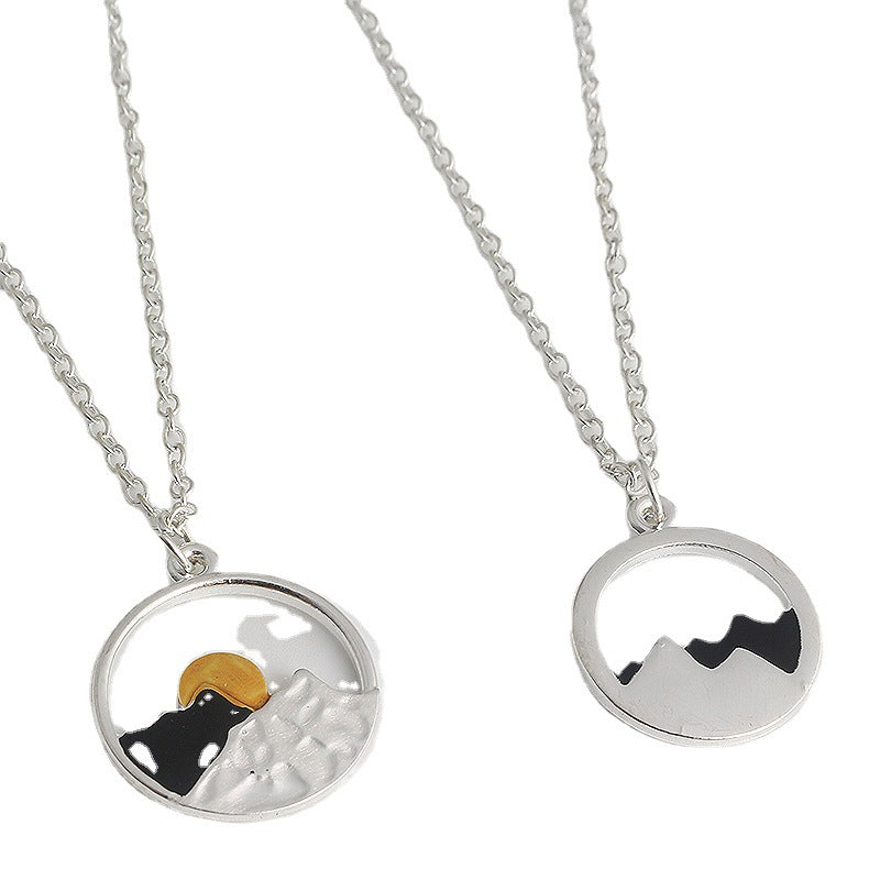Valentine's Day Gift Sunrise Sunset Mountains Necklace Pendant