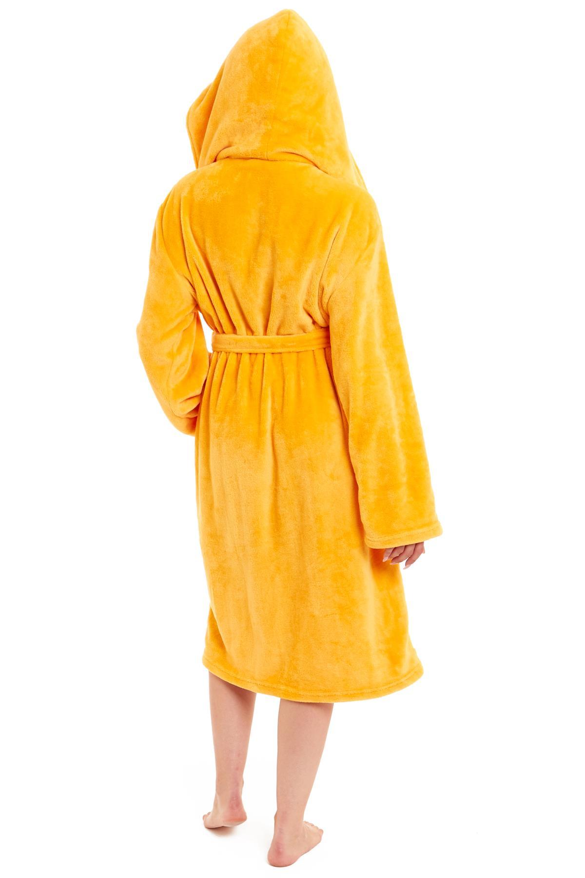Women's Hooded Plush Fleece Dressing Gown | 100% Polyester | Ultra-Soft Velvet Bathrobe | Sizes UK 8–22