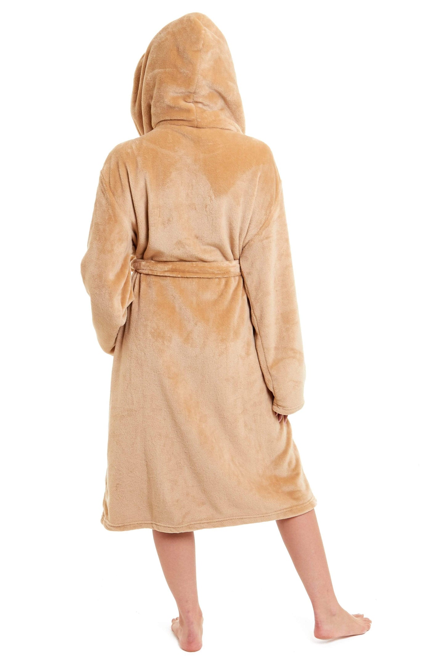 Women's Hooded Plush Fleece Dressing Gown | 100% Polyester | Ultra-Soft Velvet Bathrobe | Sizes UK 8–22