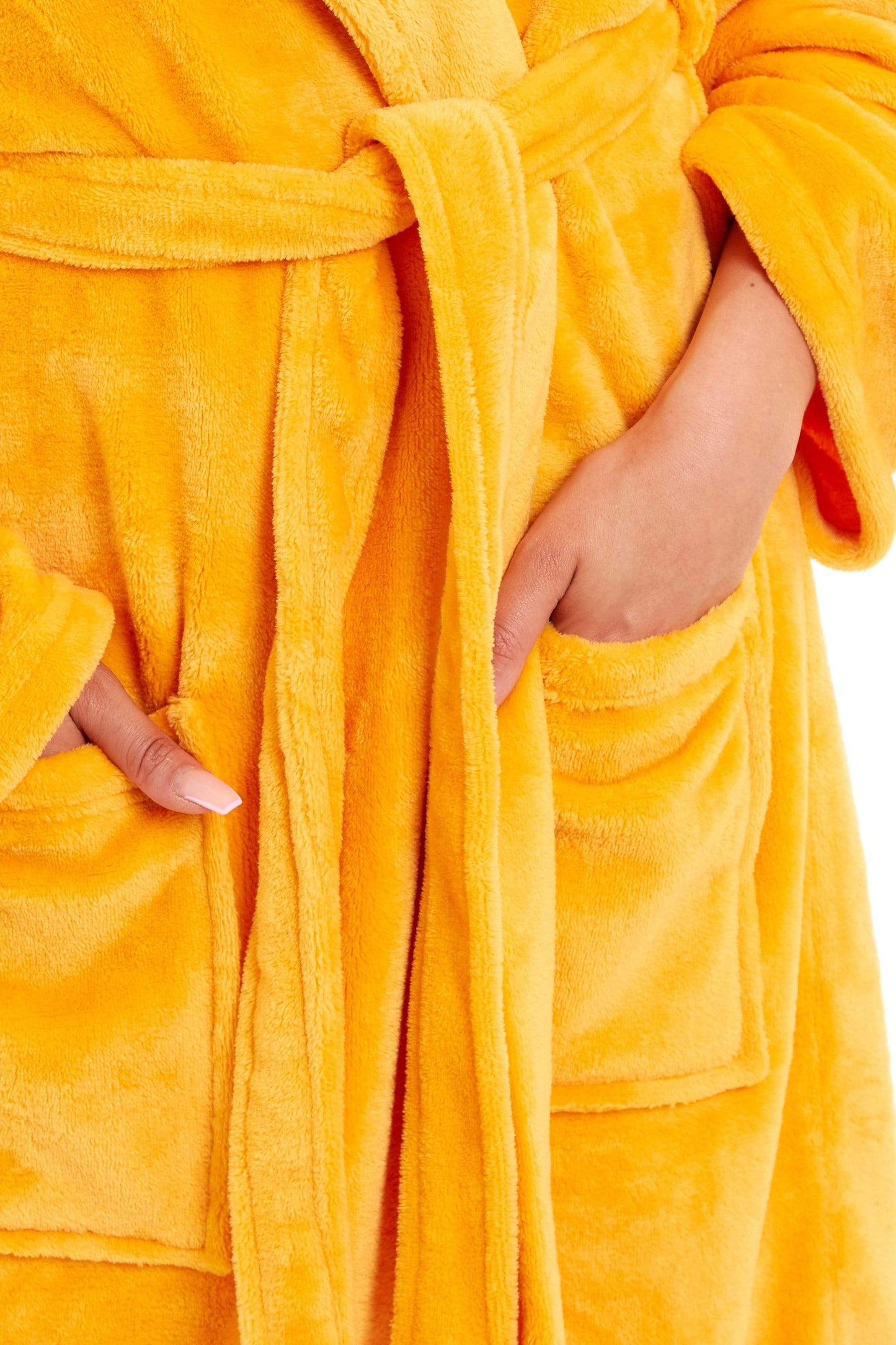 Women's Hooded Plush Fleece Dressing Gown | 100% Polyester | Ultra-Soft Velvet Bathrobe | Sizes UK 8–22