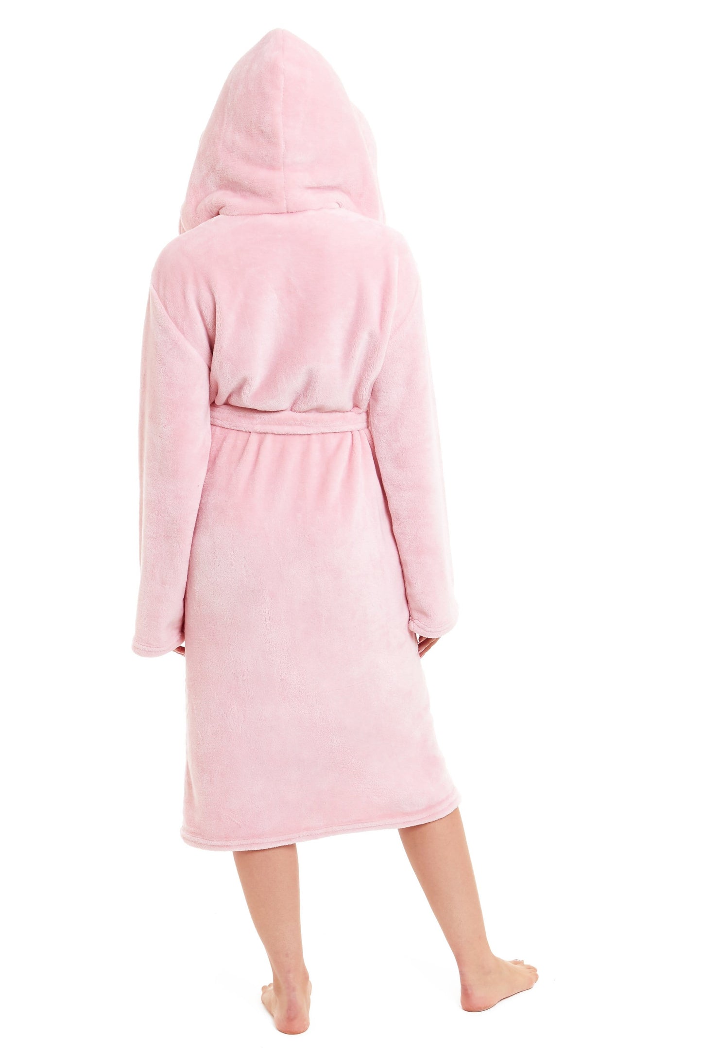 Women's Hooded Plush Fleece Dressing Gown | 100% Polyester | Ultra-Soft Velvet Bathrobe | Sizes UK 8–22