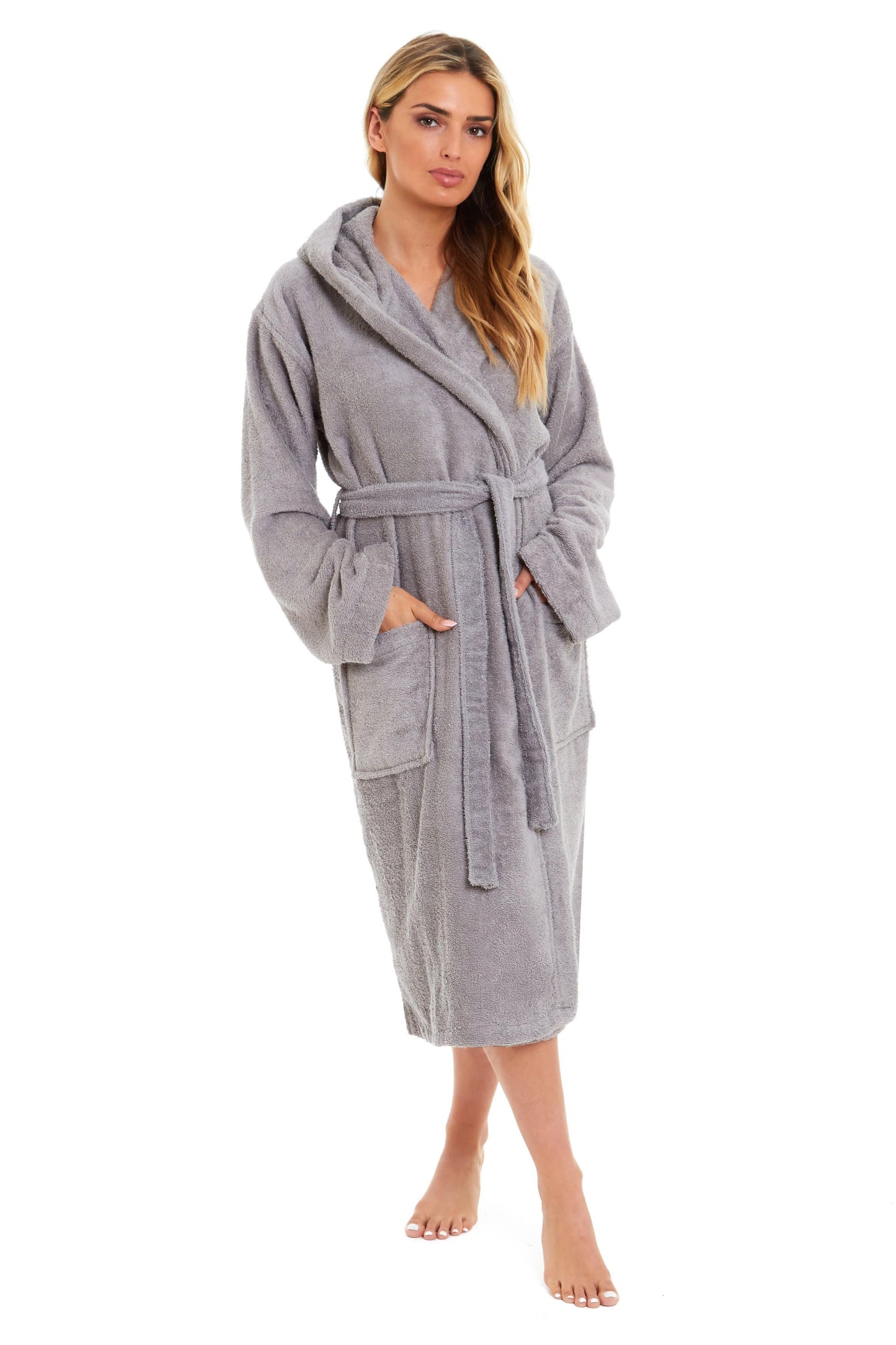 Womens Bamboo Cotton Hooded Towelling Robe