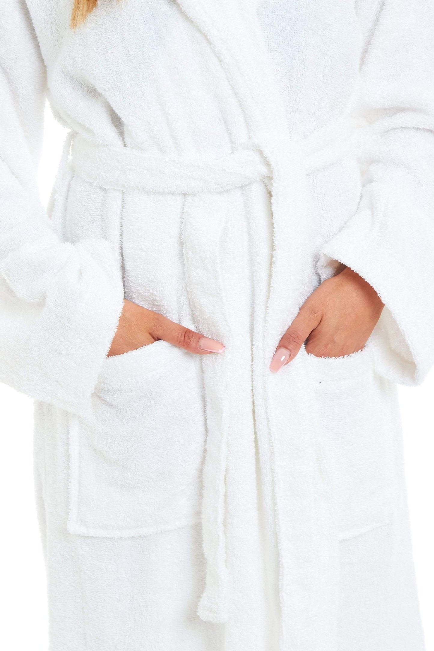 Womens Bamboo Cotton Hooded Towelling Robe
