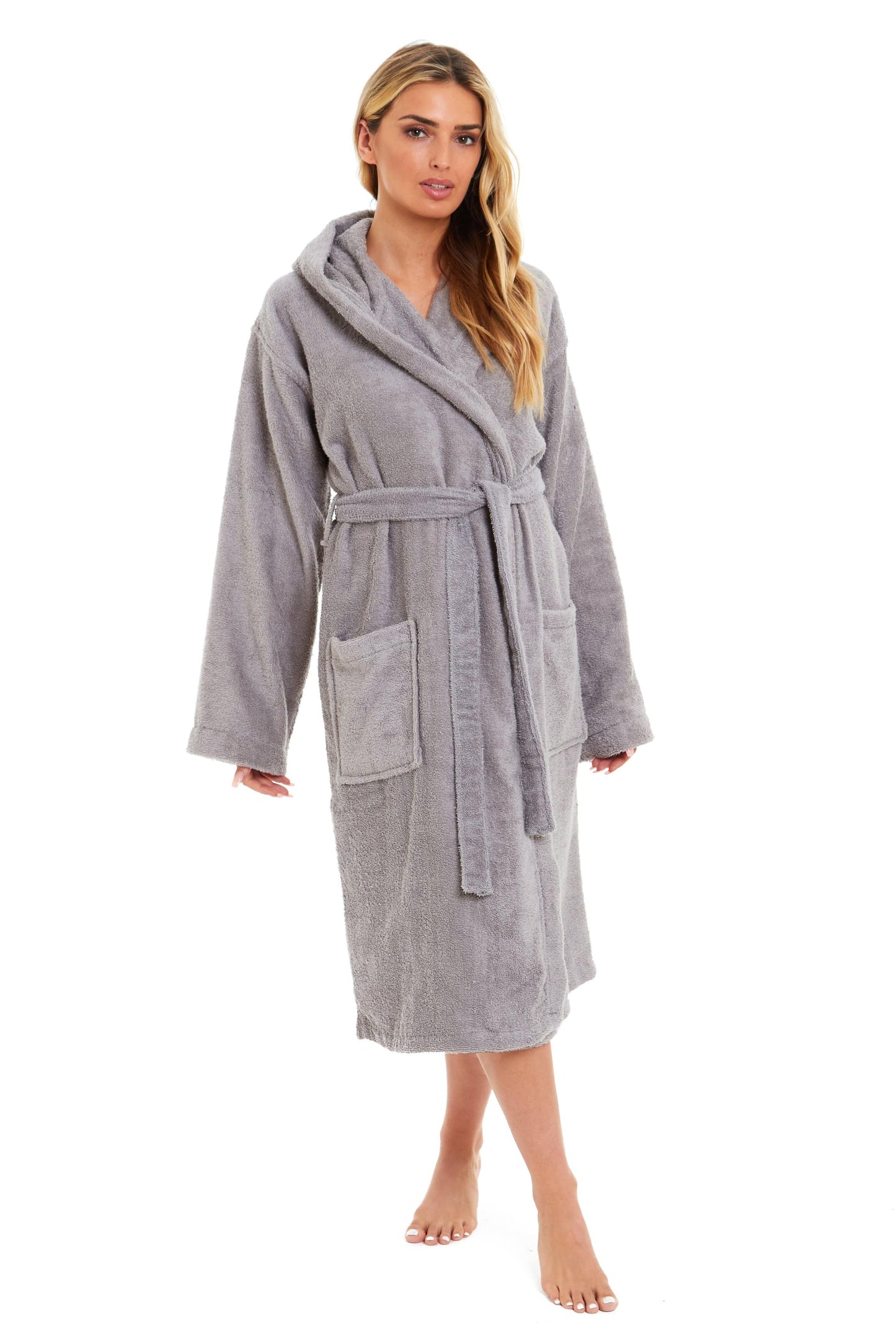 Womens Bamboo Cotton Hooded Towelling Robe