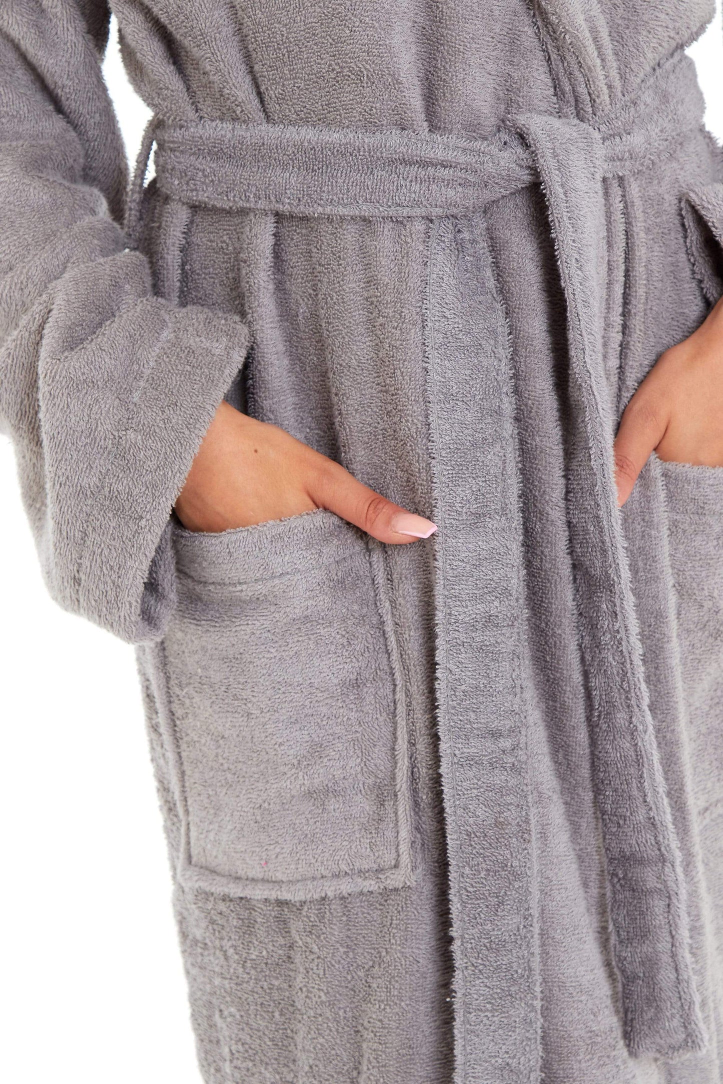 Womens Bamboo Cotton Hooded Towelling Robe