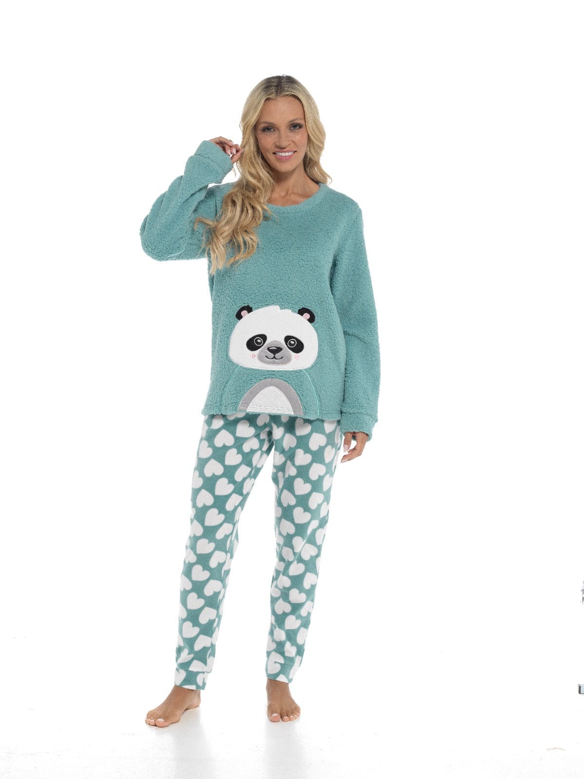 OLIVIA ROCCO Panda Snuggle Fleece Pyjama Set | Women's Printed Pants | Soft Easy-Care Fabric