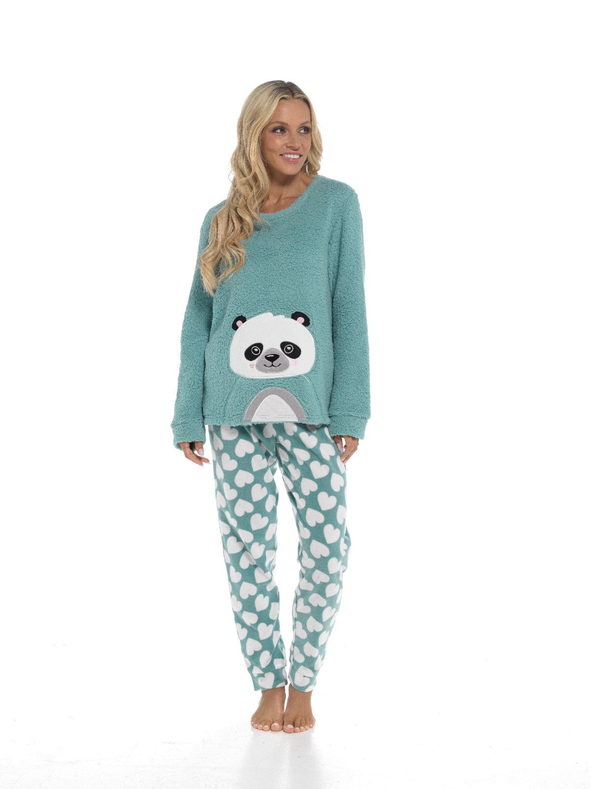 OLIVIA ROCCO Panda Snuggle Fleece Pyjama Set | Women's Printed Pants | Soft Easy-Care Fabric