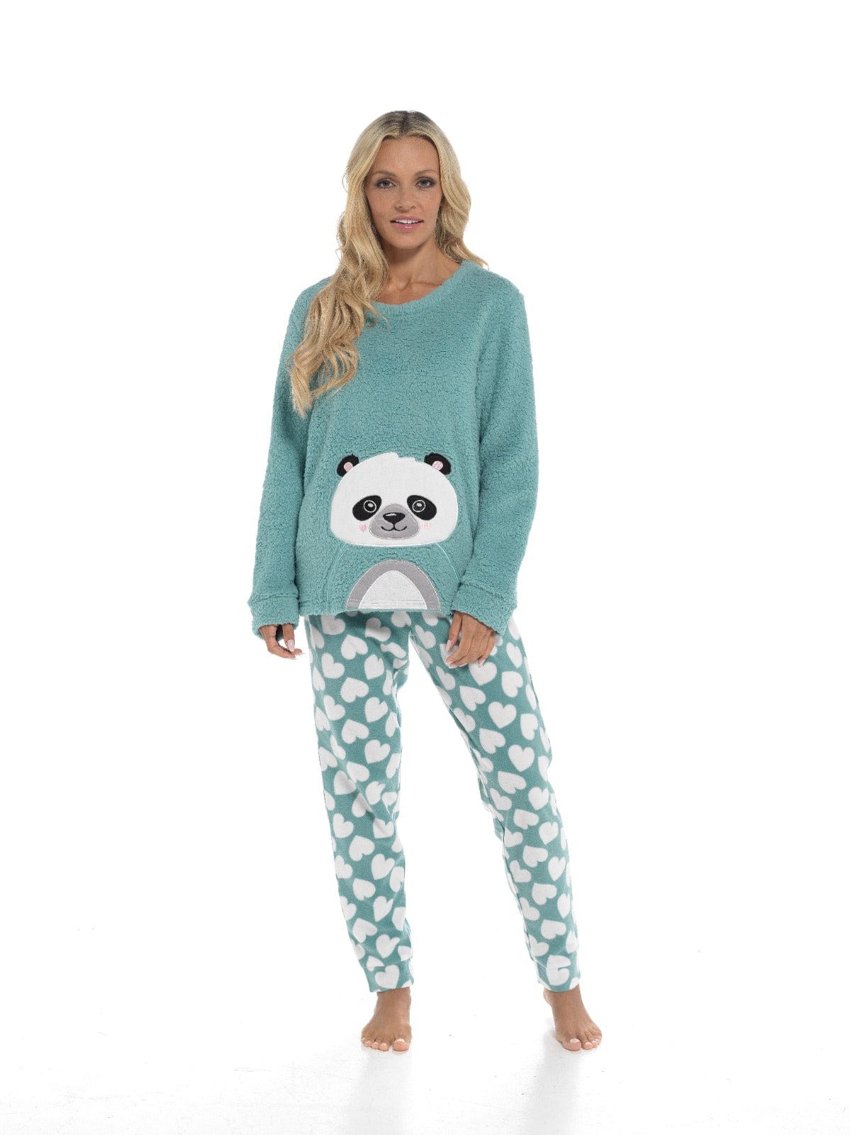 OLIVIA ROCCO Panda Snuggle Fleece Pyjama Set | Women's Printed Pants | Soft Easy-Care Fabric