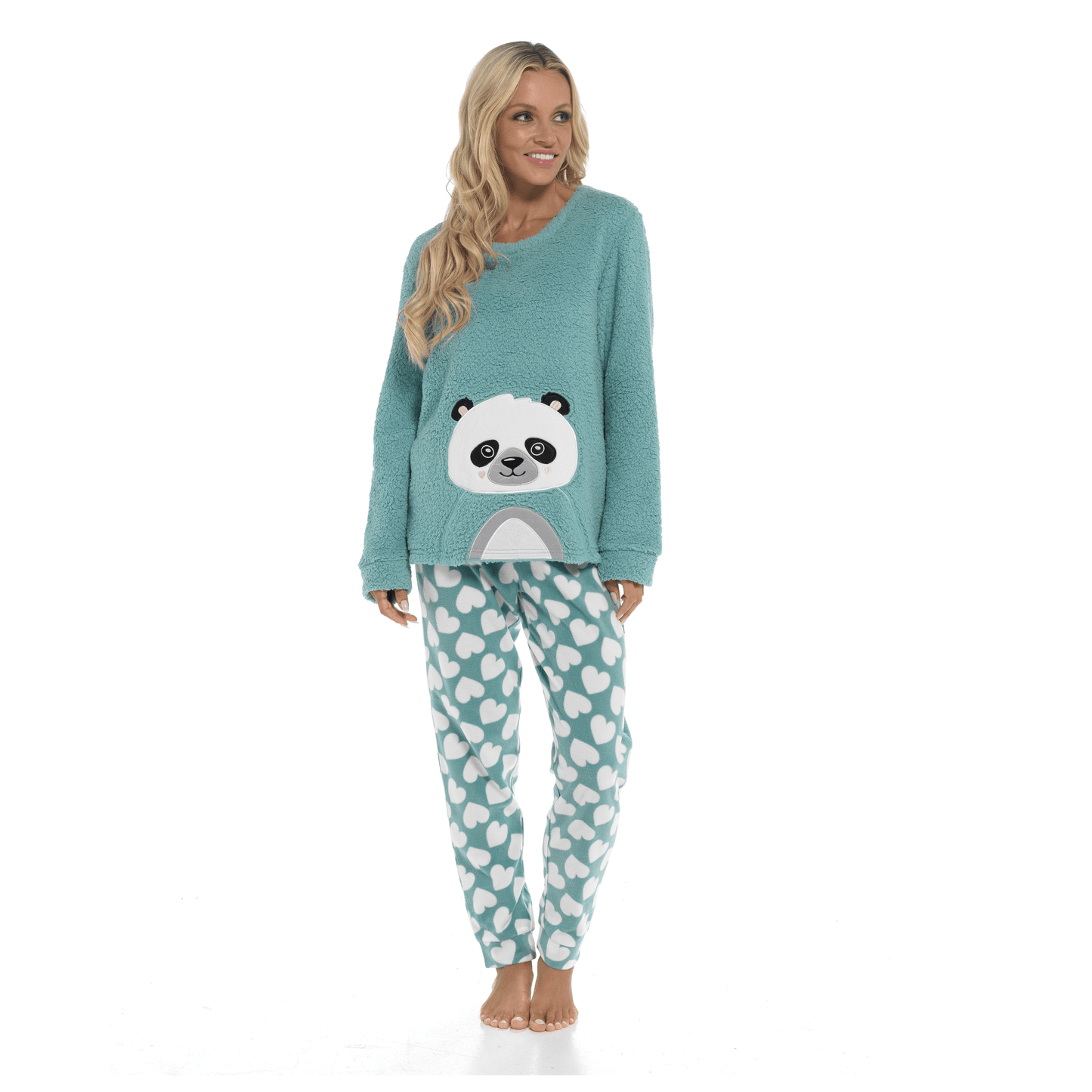OLIVIA ROCCO Panda Snuggle Fleece Pyjama Set | Women's Printed Pants | Soft Easy-Care Fabric
