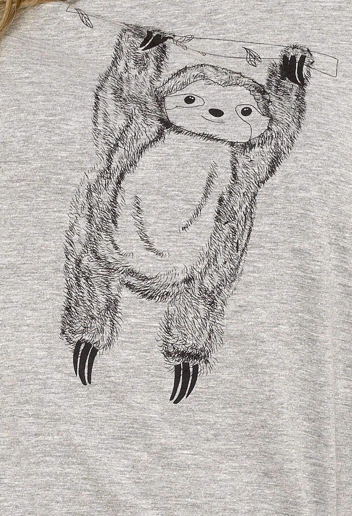 Women's Grey Sloth Cotton Pyjama Set – Long Sleeve