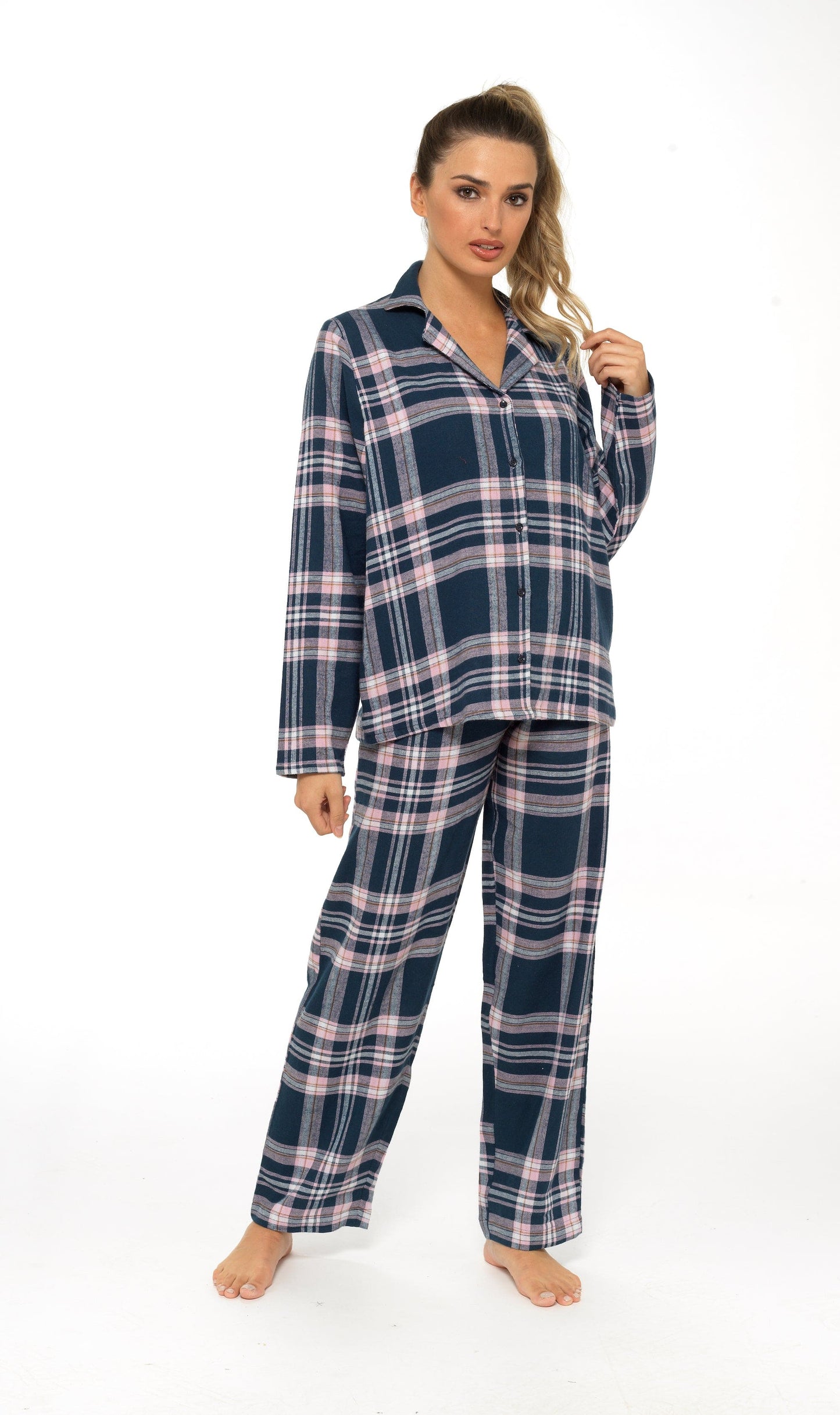 Women's Flannelette Check Pyjama Set | Soft Brushed Cotton Nightwear