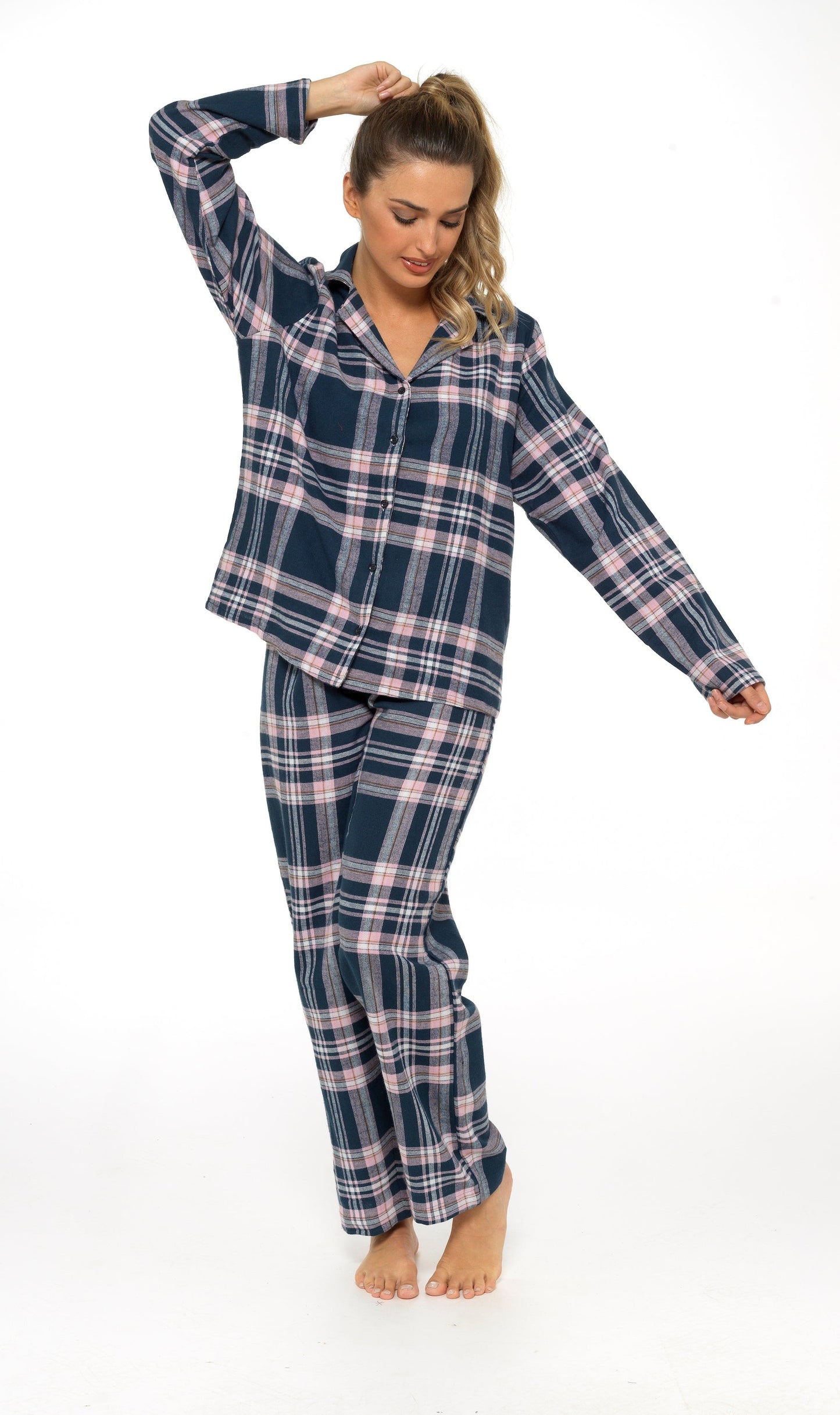 Women's Flannelette Check Pyjama Set | Soft Brushed Cotton Nightwear