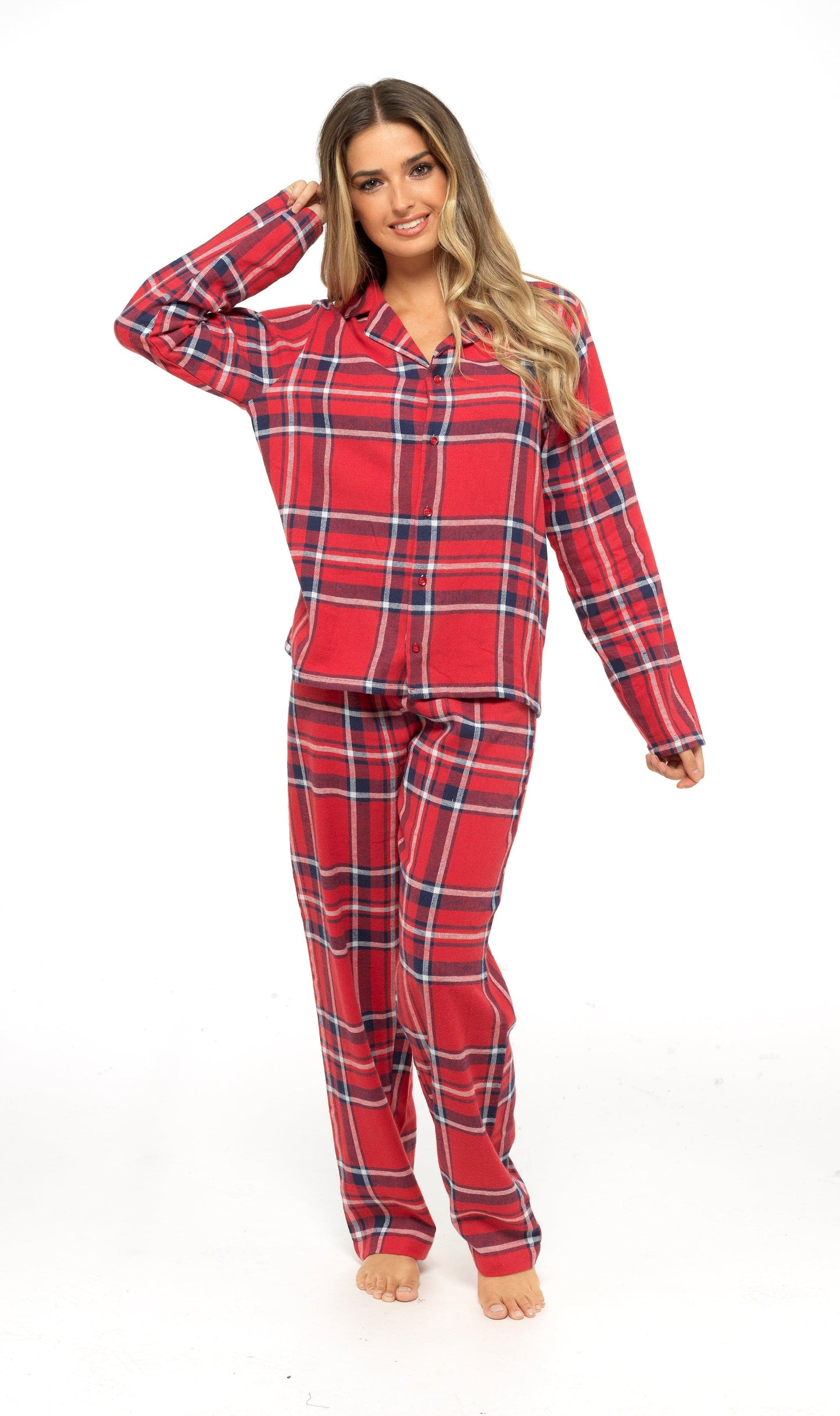 Women's Flannelette Check Pyjama Set | Soft Brushed Cotton Nightwear