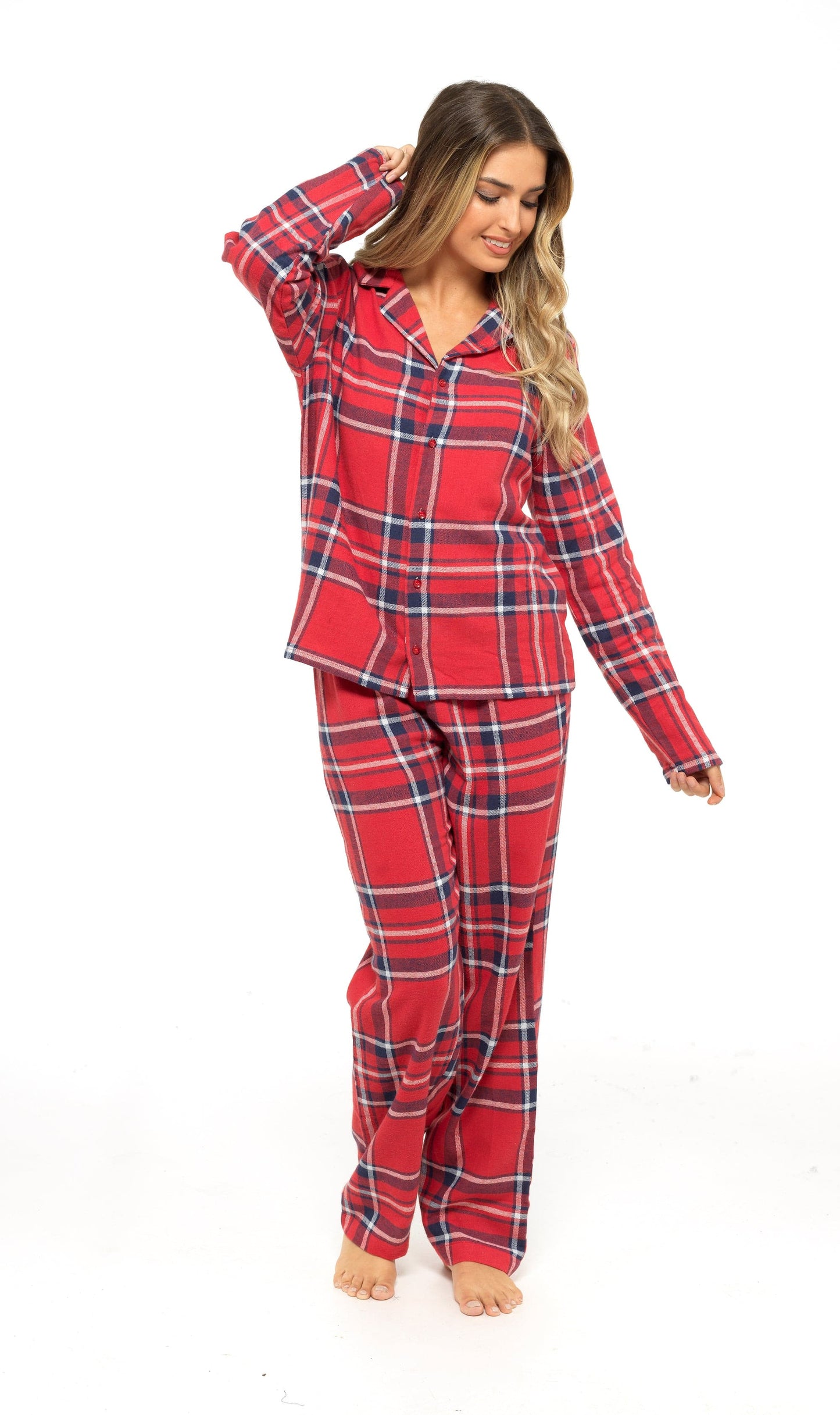 Women's Flannelette Check Pyjama Set | Soft Brushed Cotton Nightwear