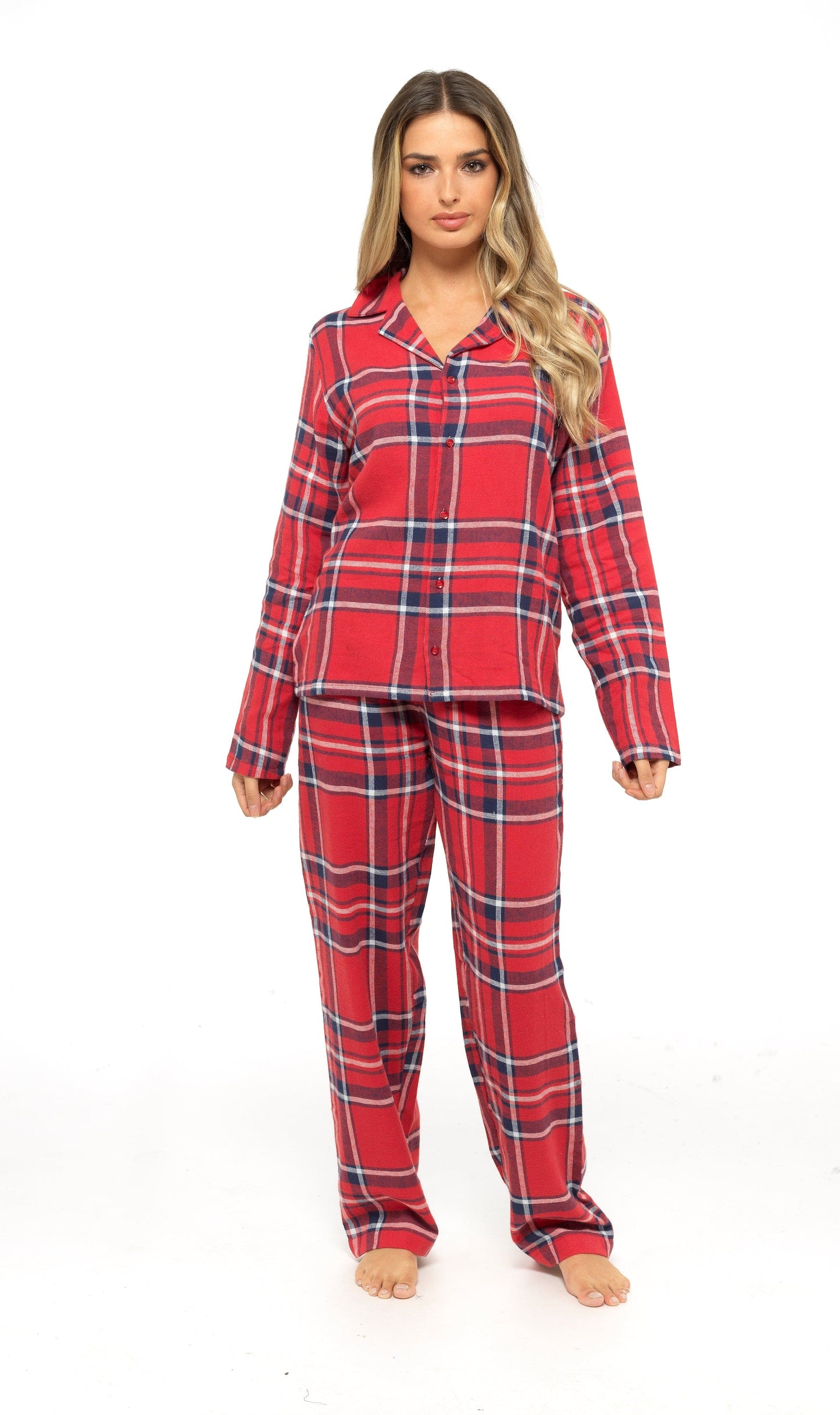 Women's Flannelette Check Pyjama Set | Soft Brushed Cotton Nightwear