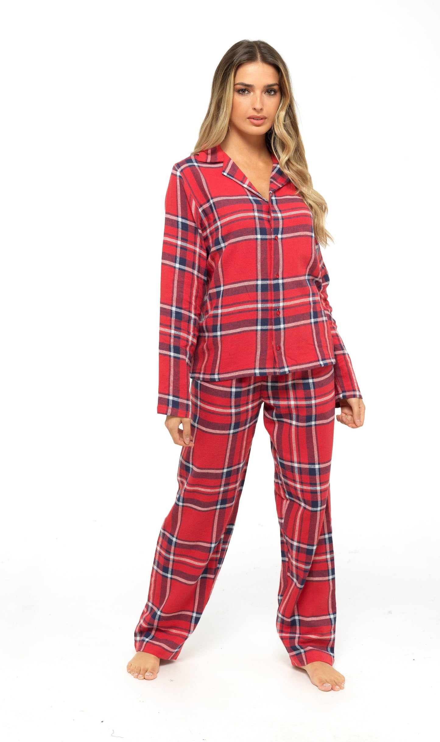 Women's Flannelette Check Pyjama Set | Soft Brushed Cotton Nightwear