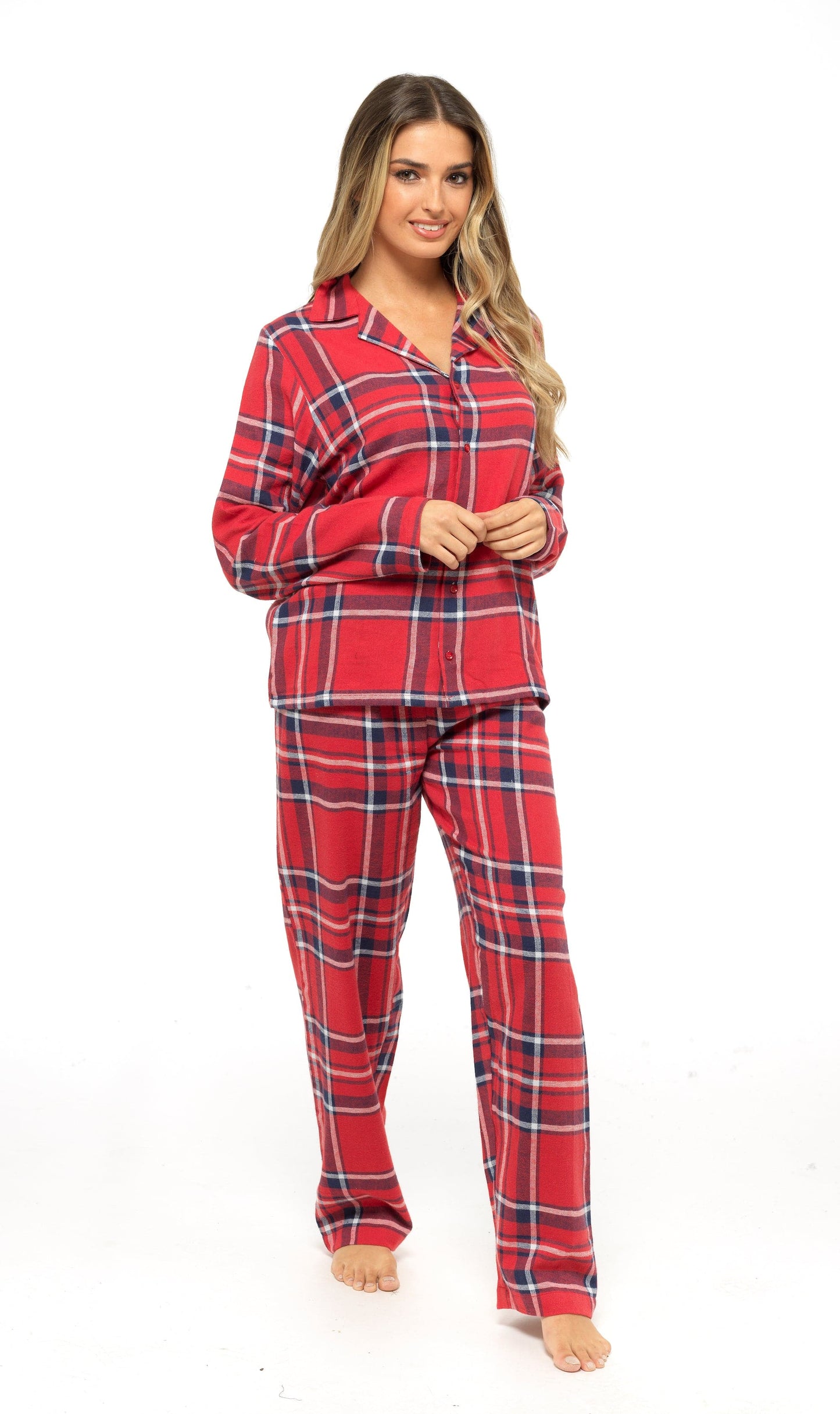Women's Flannelette Check Pyjama Set | Soft Brushed Cotton Nightwear