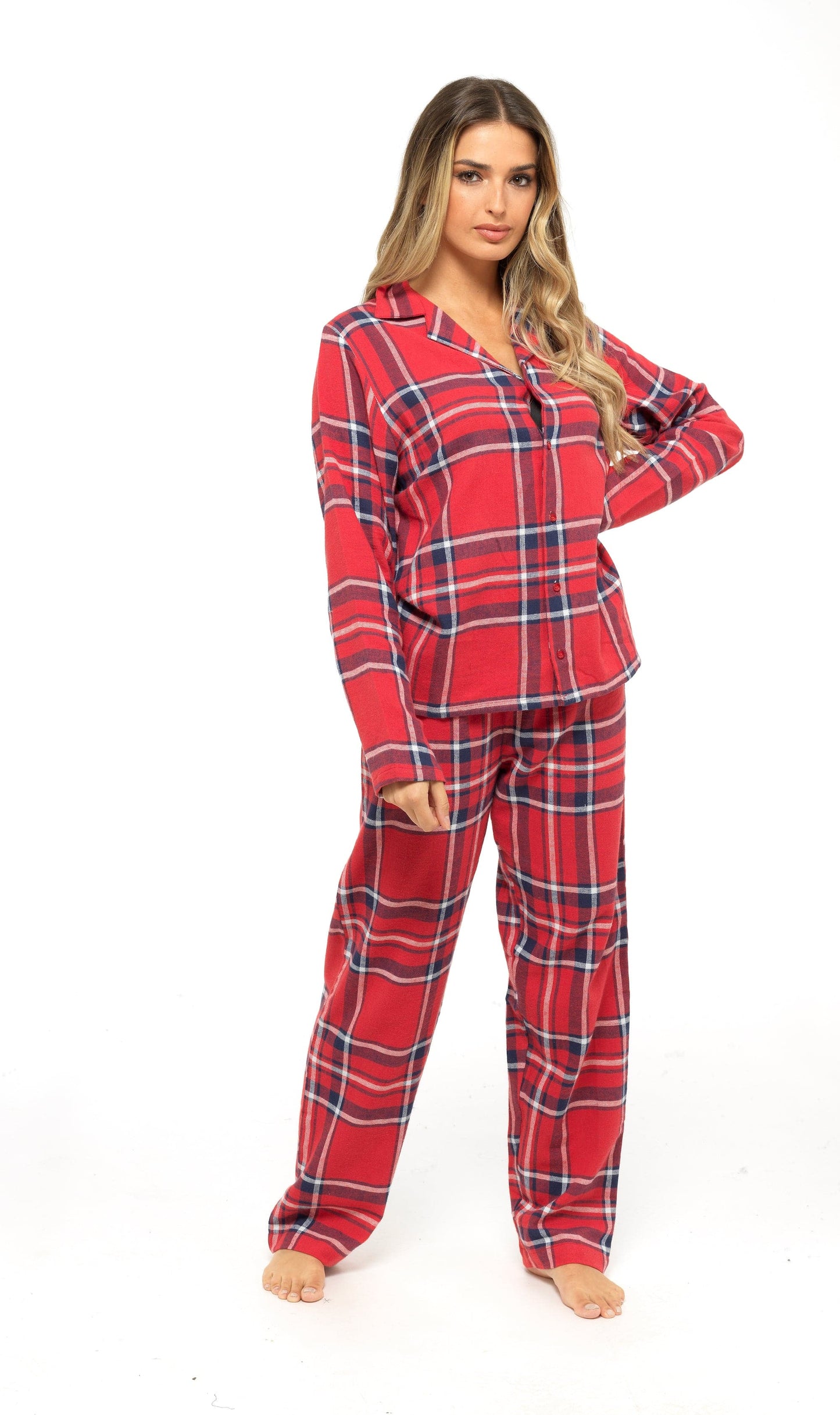 Women's Flannelette Check Pyjama Set | Soft Brushed Cotton Nightwear