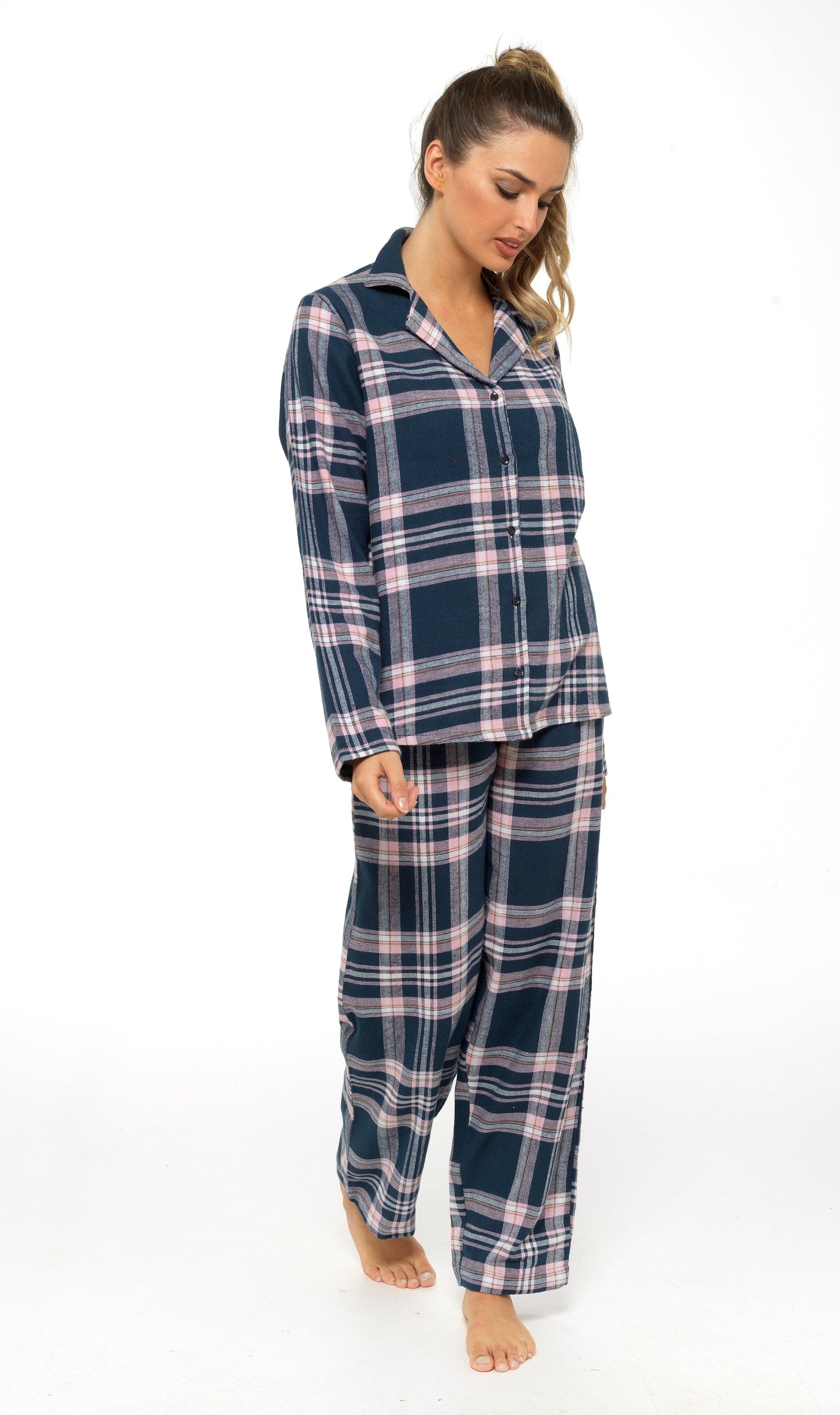 Women's Flannelette Check Pyjama Set | Soft Brushed Cotton Nightwear