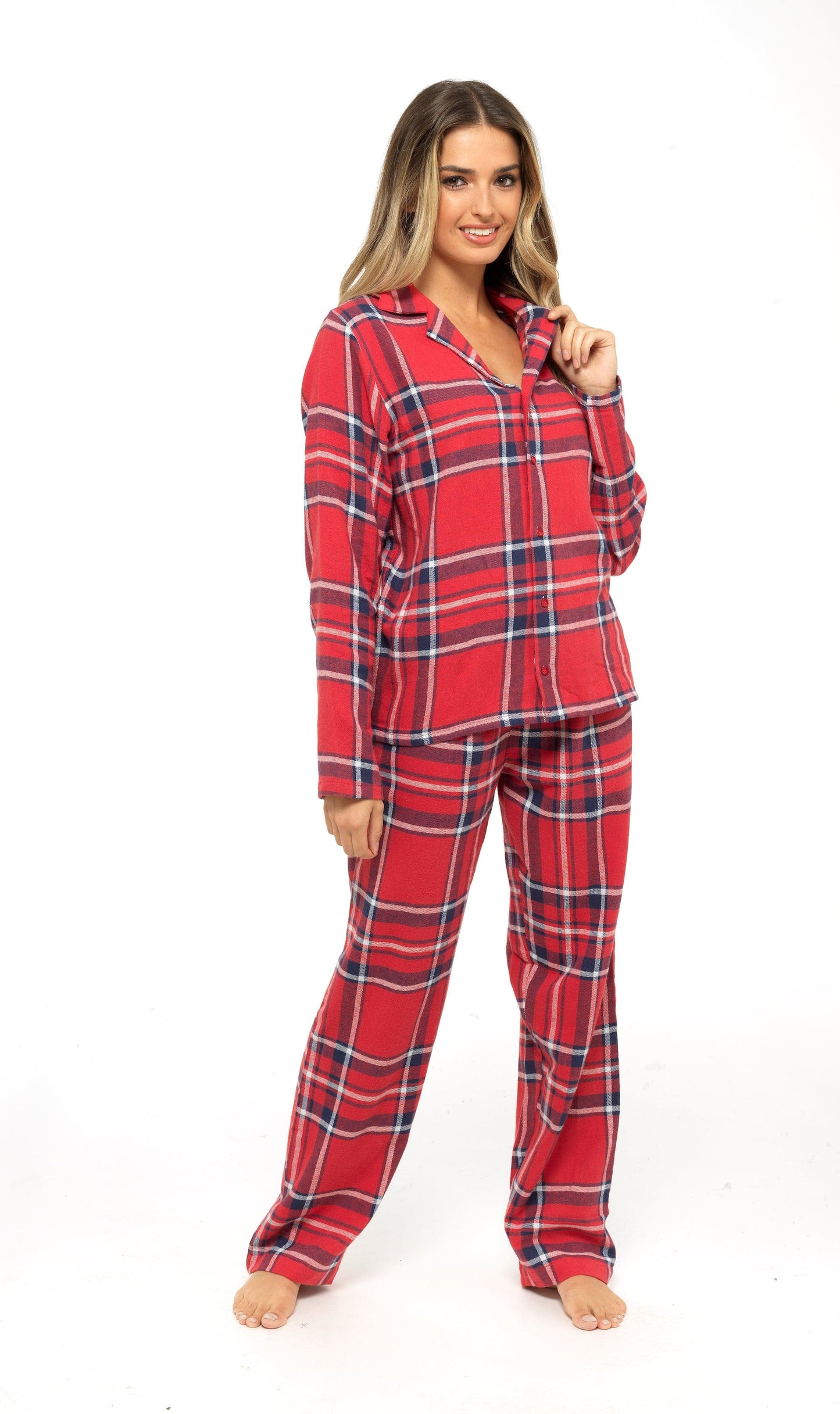 Women's Flannelette Check Pyjama Set | Soft Brushed Cotton Nightwear