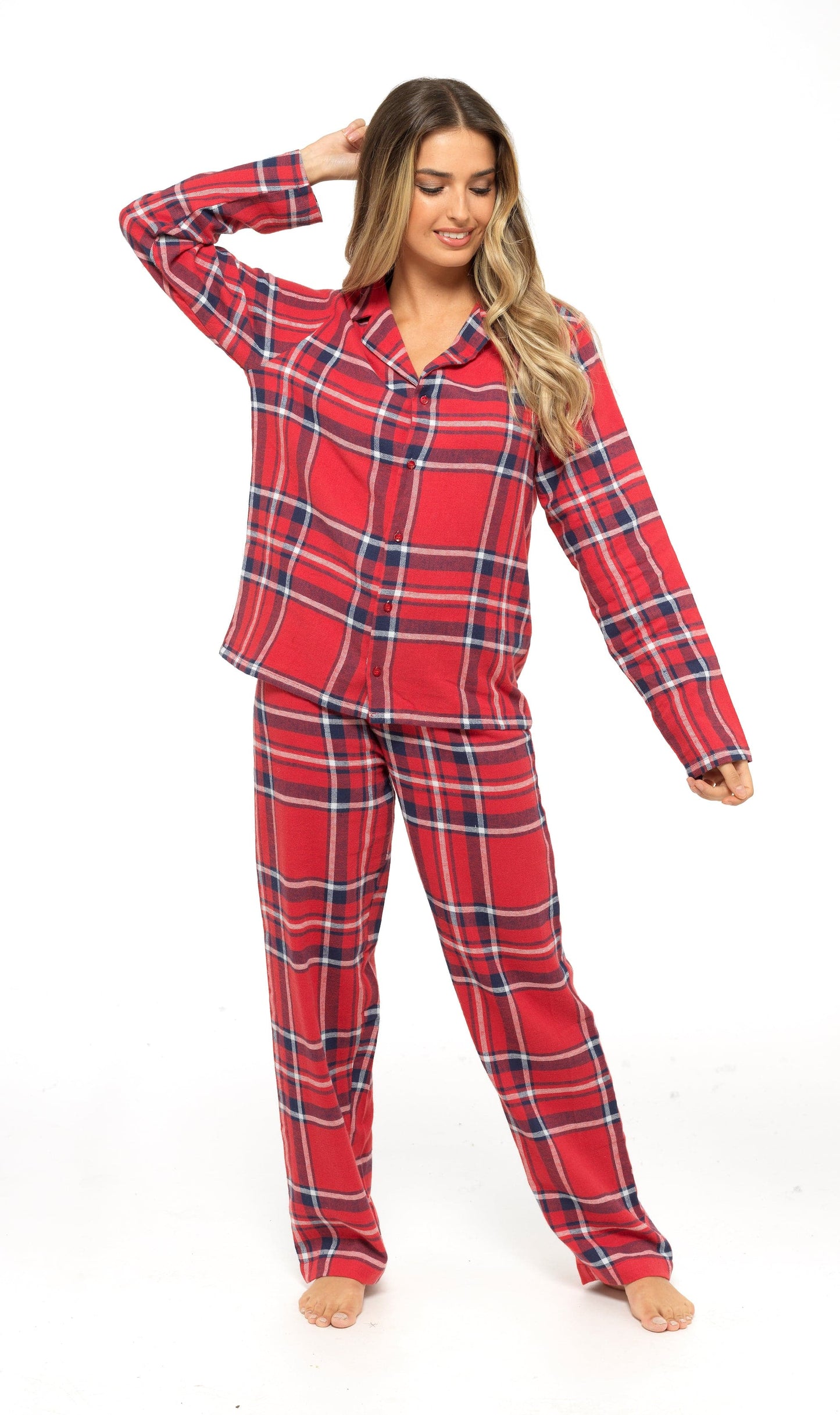 Women's Flannelette Check Pyjama Set | Soft Brushed Cotton Nightwear