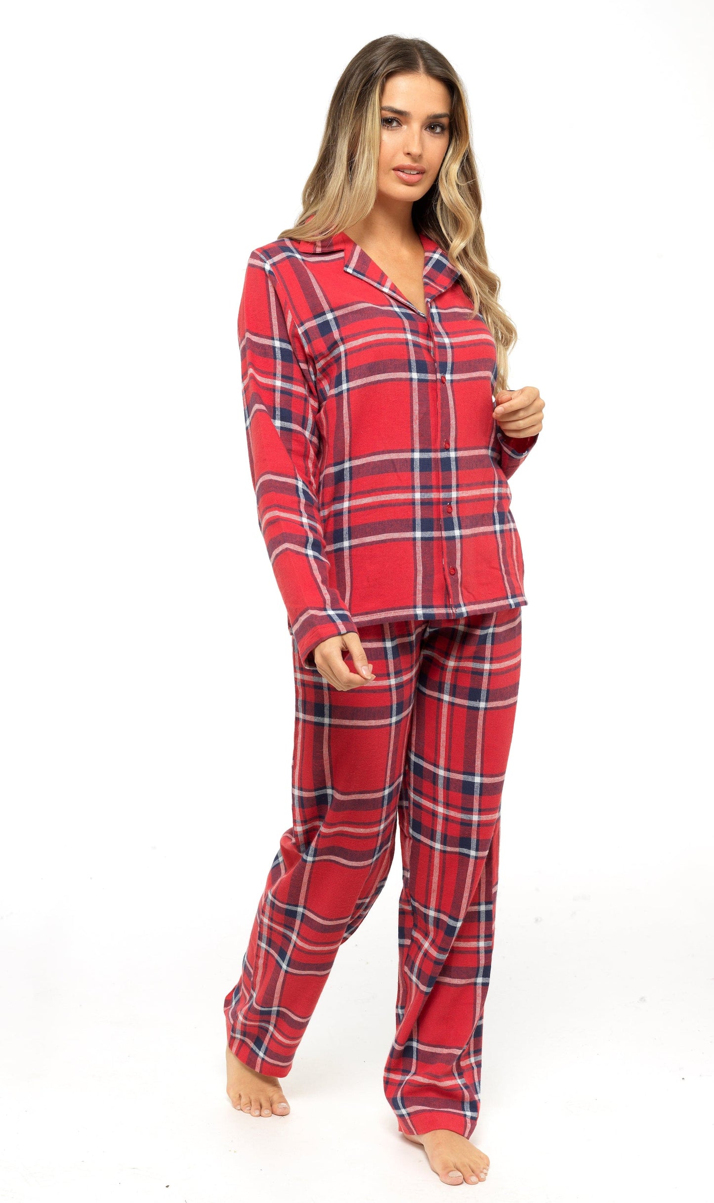 Women's Flannelette Check Pyjama Set | Soft Brushed Cotton Nightwear