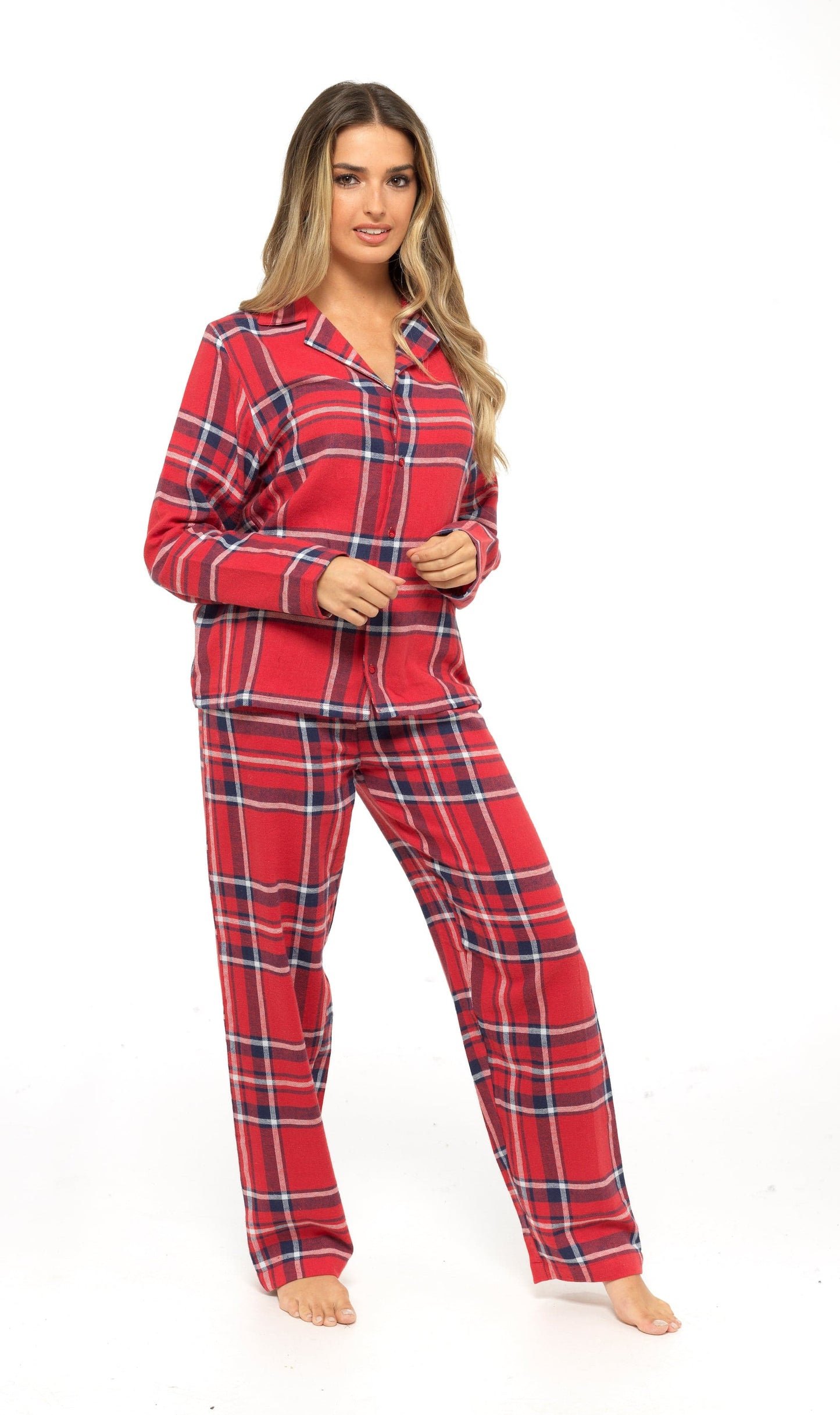 Women's Flannelette Check Pyjama Set | Soft Brushed Cotton Nightwear