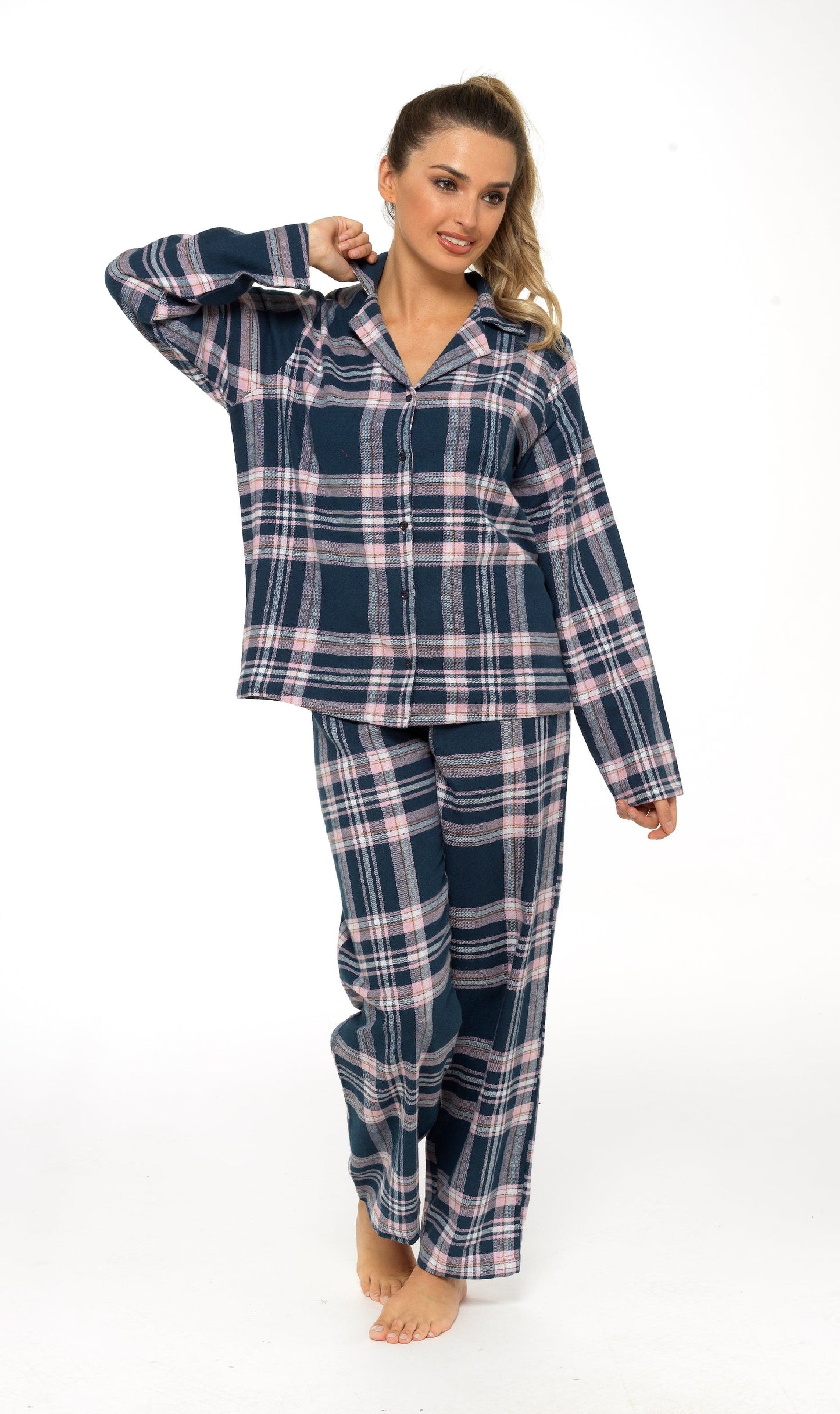 Women's Flannelette Check Pyjama Set | Soft Brushed Cotton Nightwear