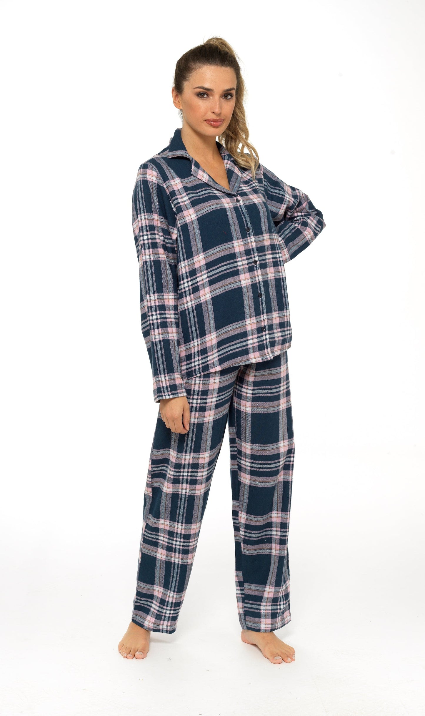 Women's Flannelette Check Pyjama Set | Soft Brushed Cotton Nightwear