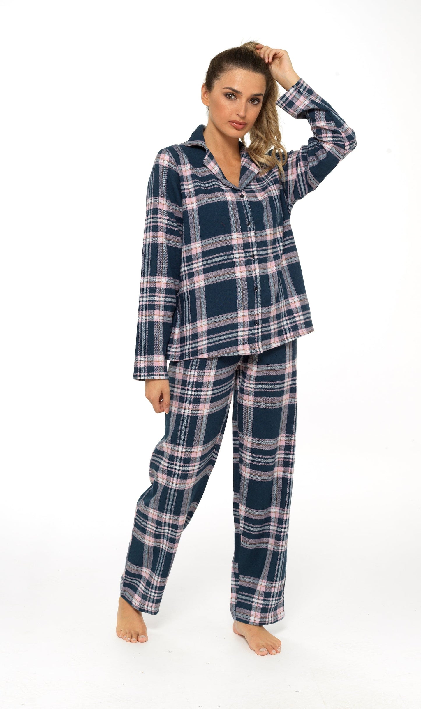 Women's Flannelette Check Pyjama Set | Soft Brushed Cotton Nightwear