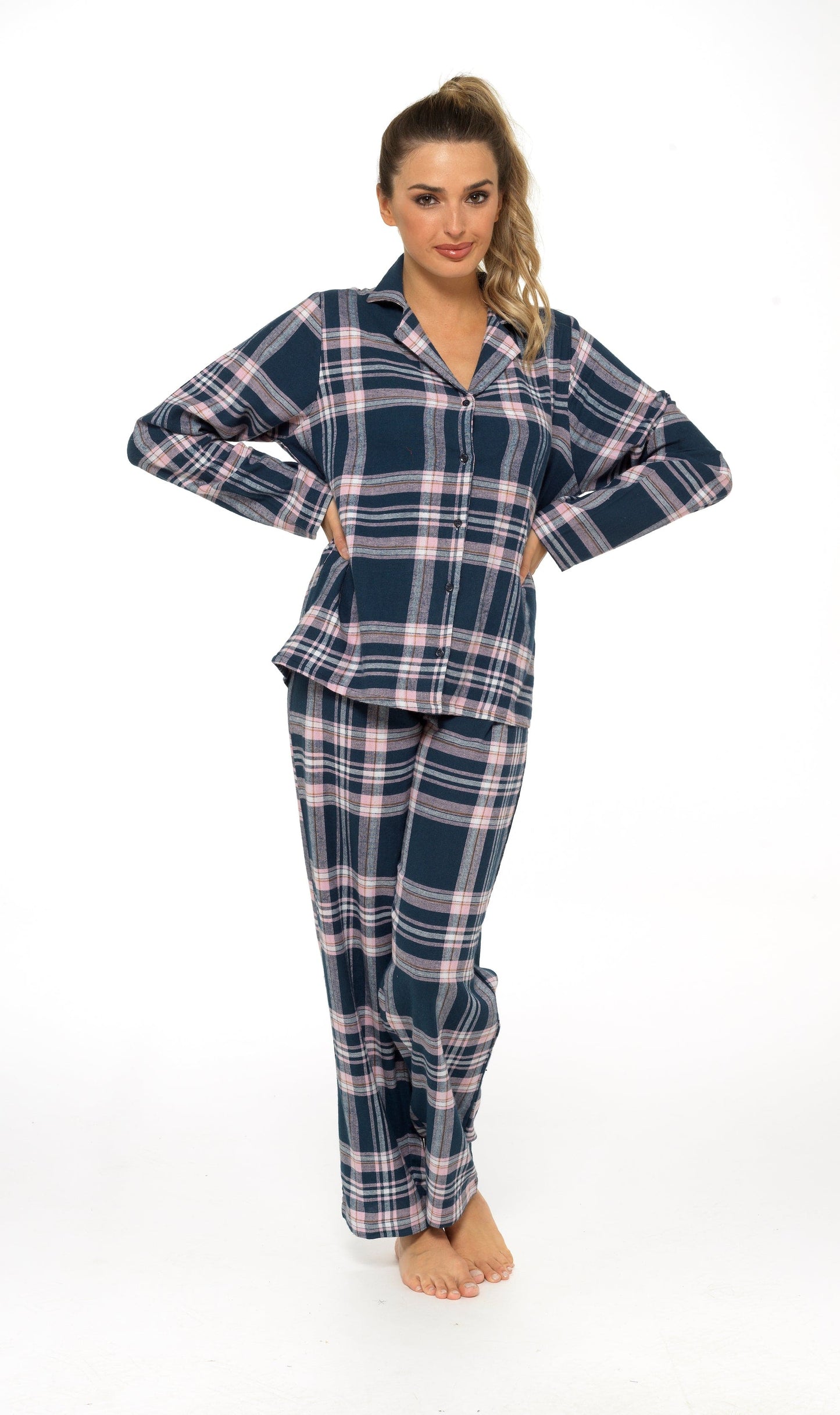 Women's Flannelette Check Pyjama Set | Soft Brushed Cotton Nightwear